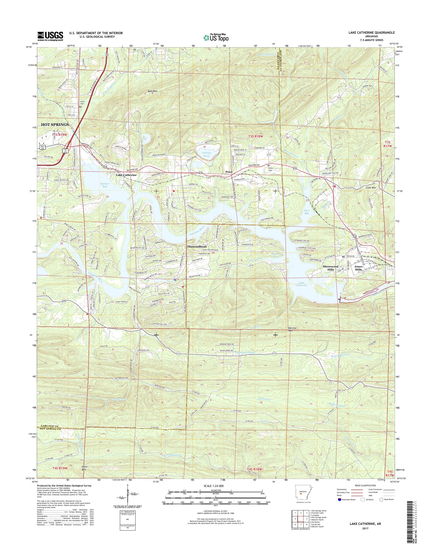 MyTopo Lake Catherine, Arkansas USGS Quad Topo Map