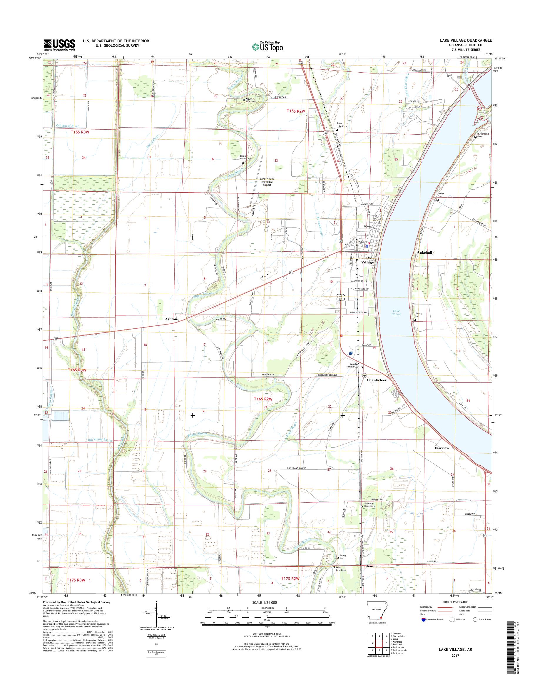 MyTopo Lake Village, Arkansas USGS Quad Topo Map