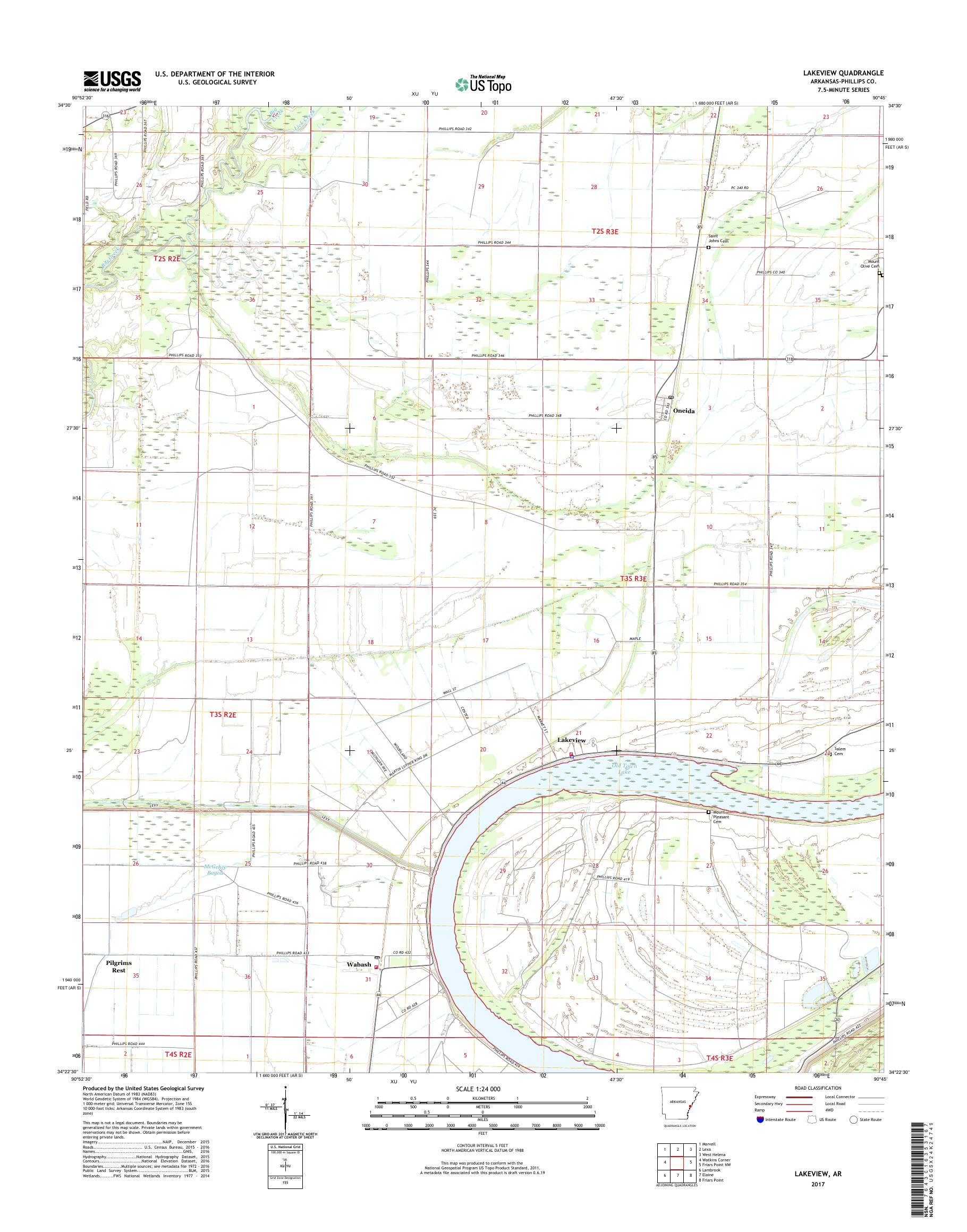 MyTopo Lakeview, Arkansas USGS Quad Topo Map