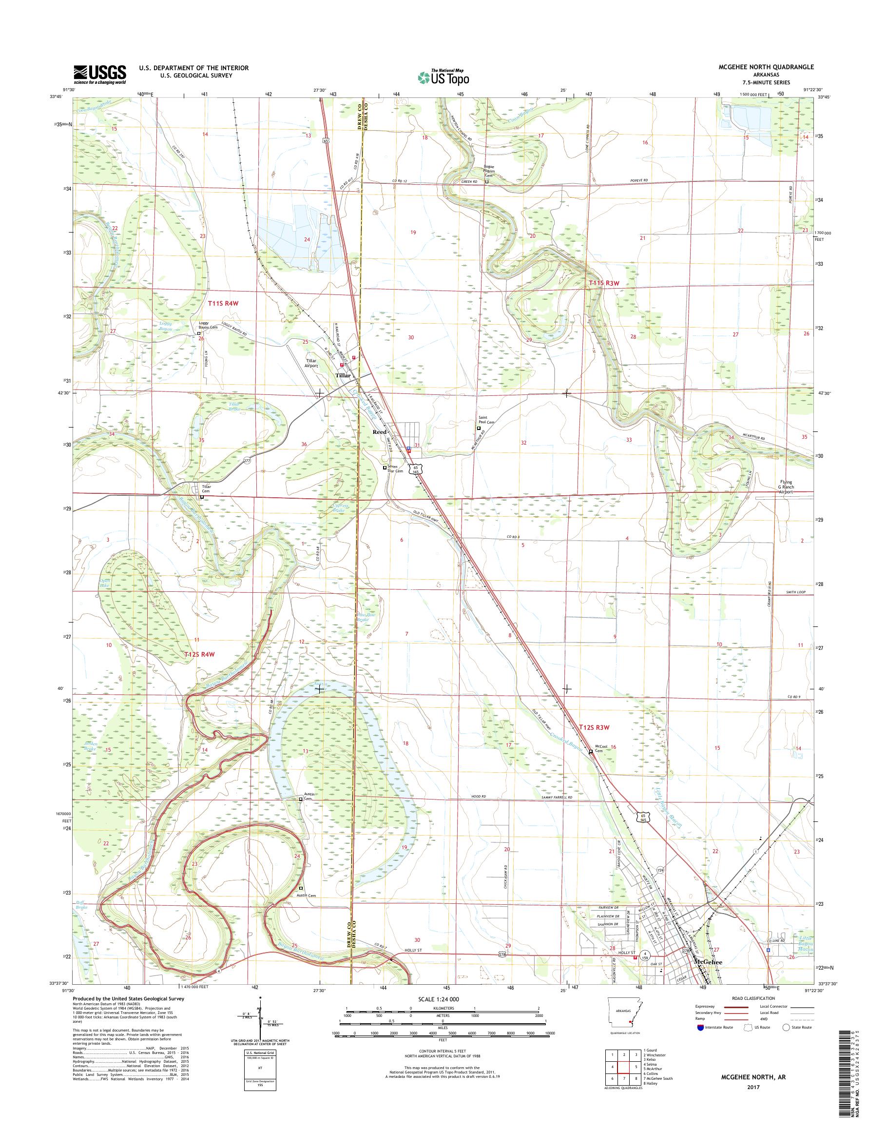 MyTopo McGehee North, Arkansas USGS Quad Topo Map