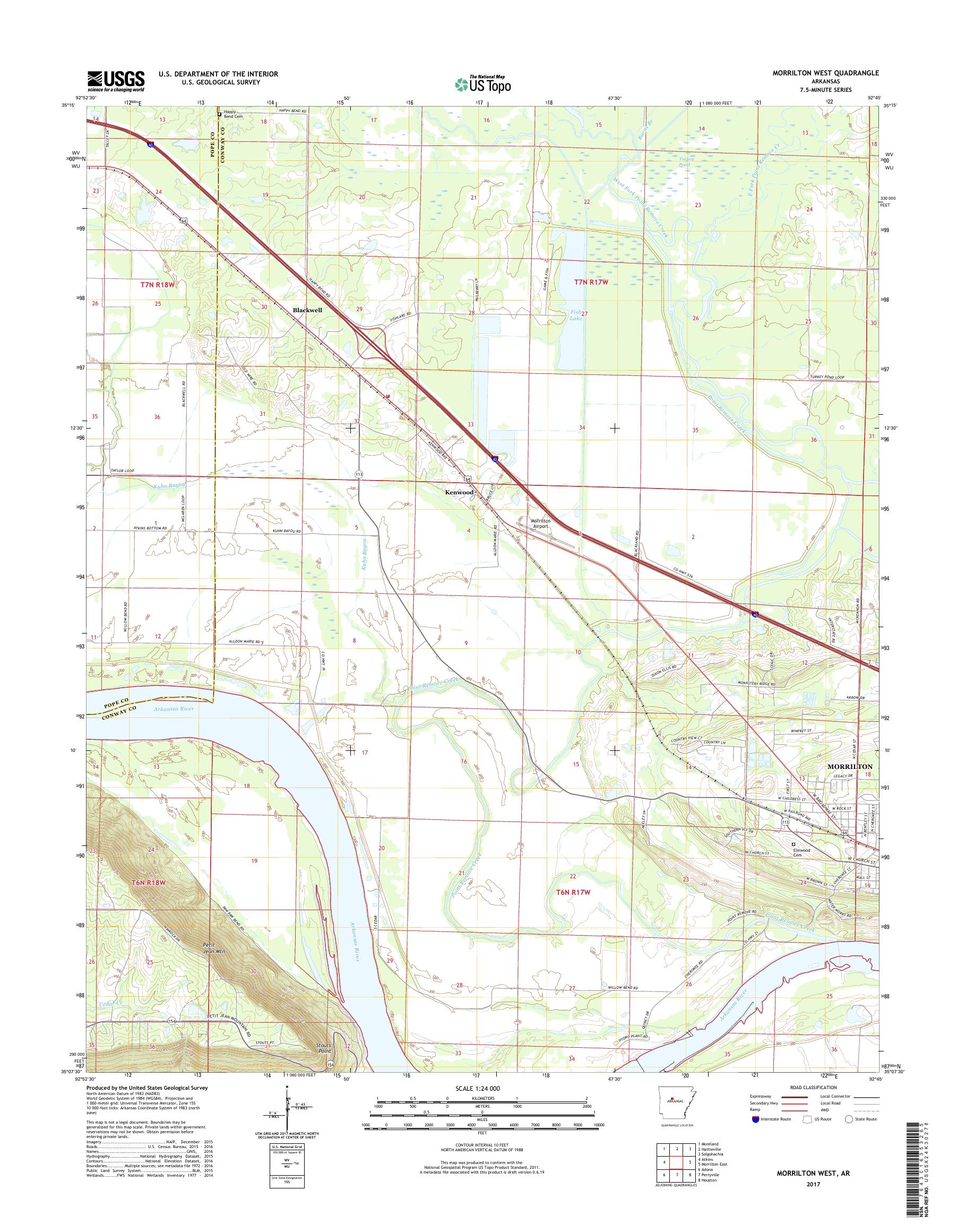 MyTopo Morrilton West, Arkansas USGS Quad Topo Map