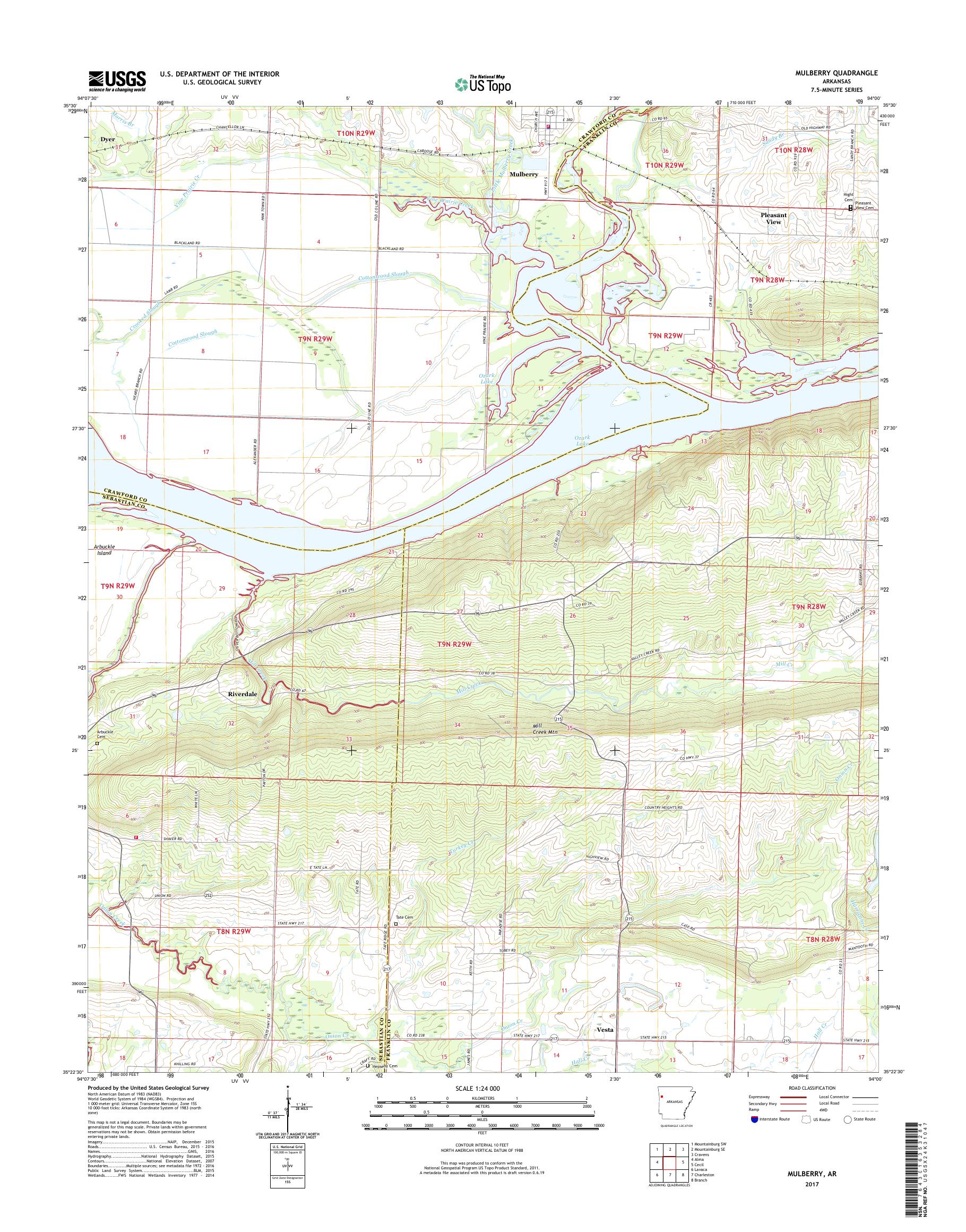 MyTopo Mulberry, Arkansas USGS Quad Topo Map