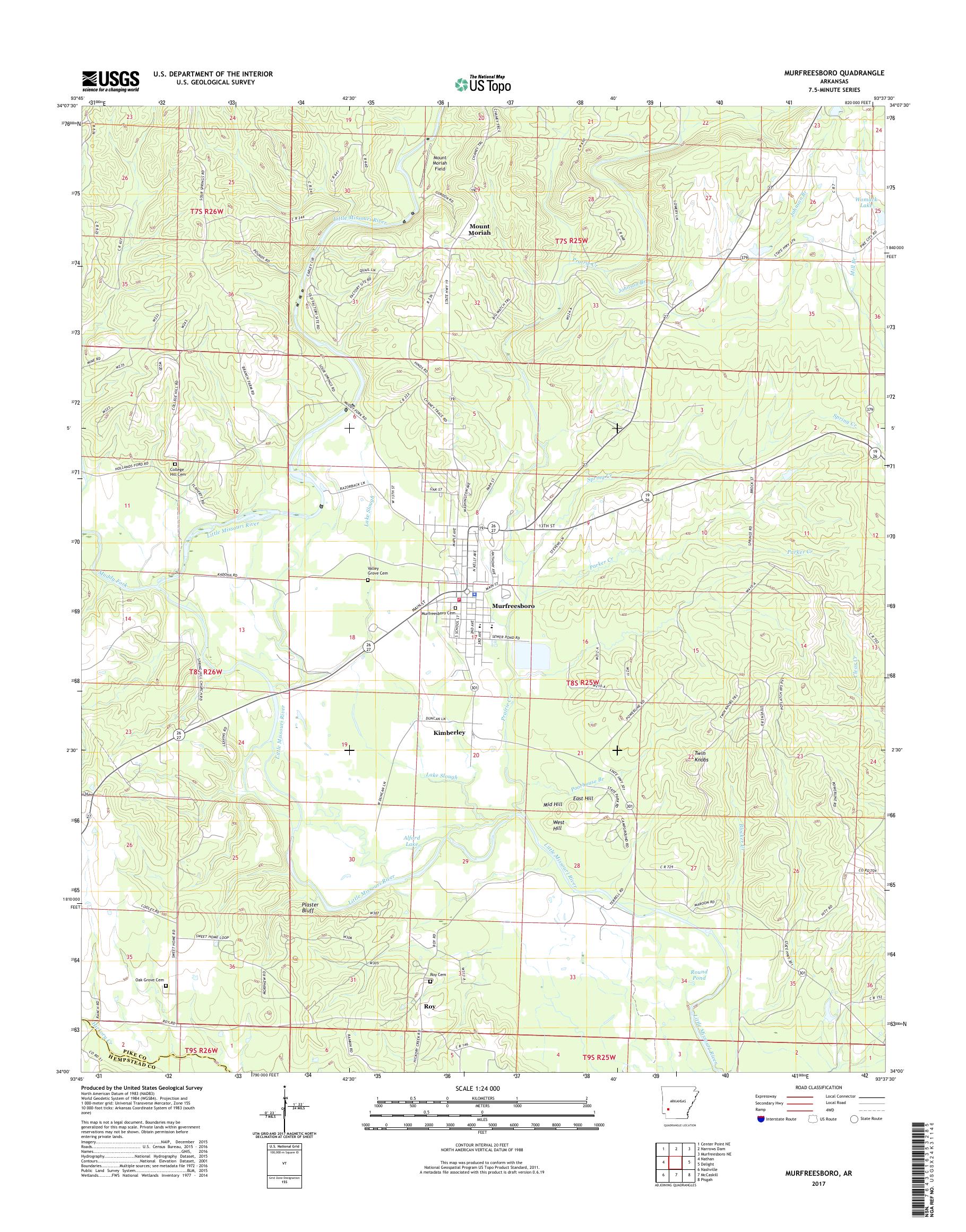 MyTopo Murfreesboro, Arkansas USGS Quad Topo Map
