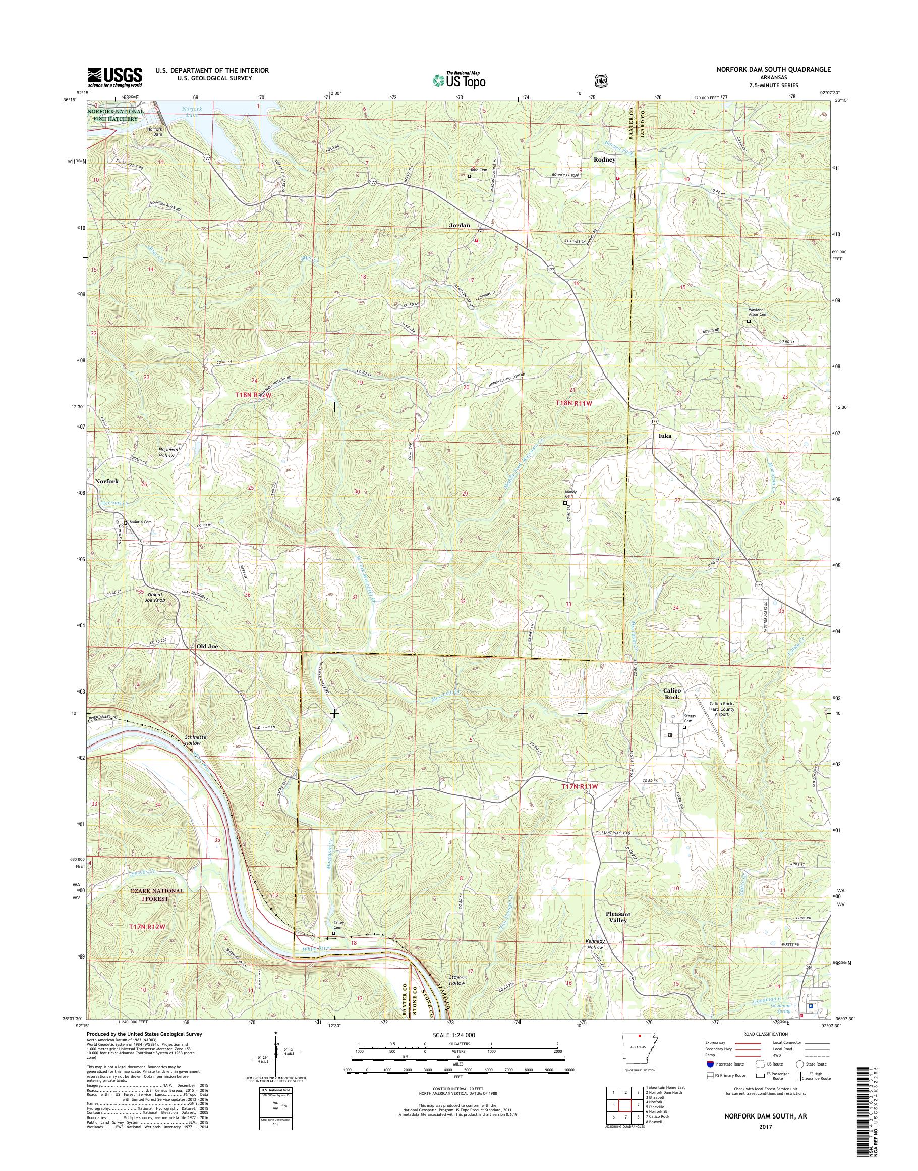 MyTopo Norfork Dam South, Arkansas USGS Quad Topo Map