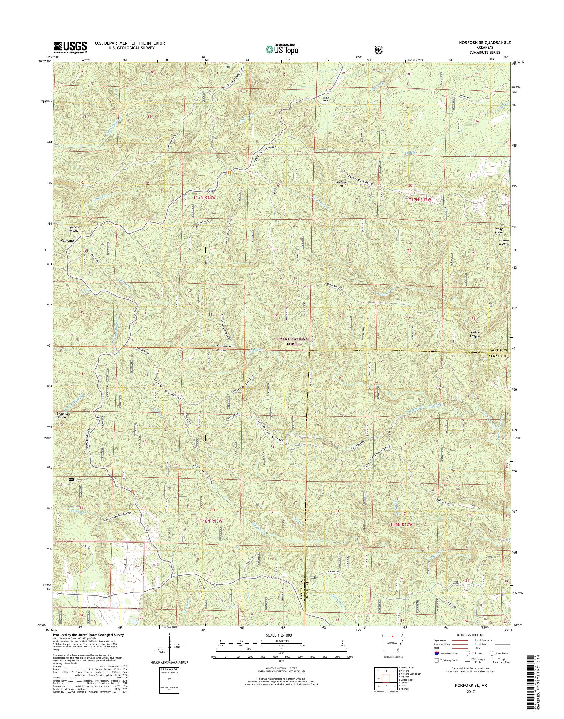 MyTopo Norfork SE, Arkansas USGS Quad Topo Map