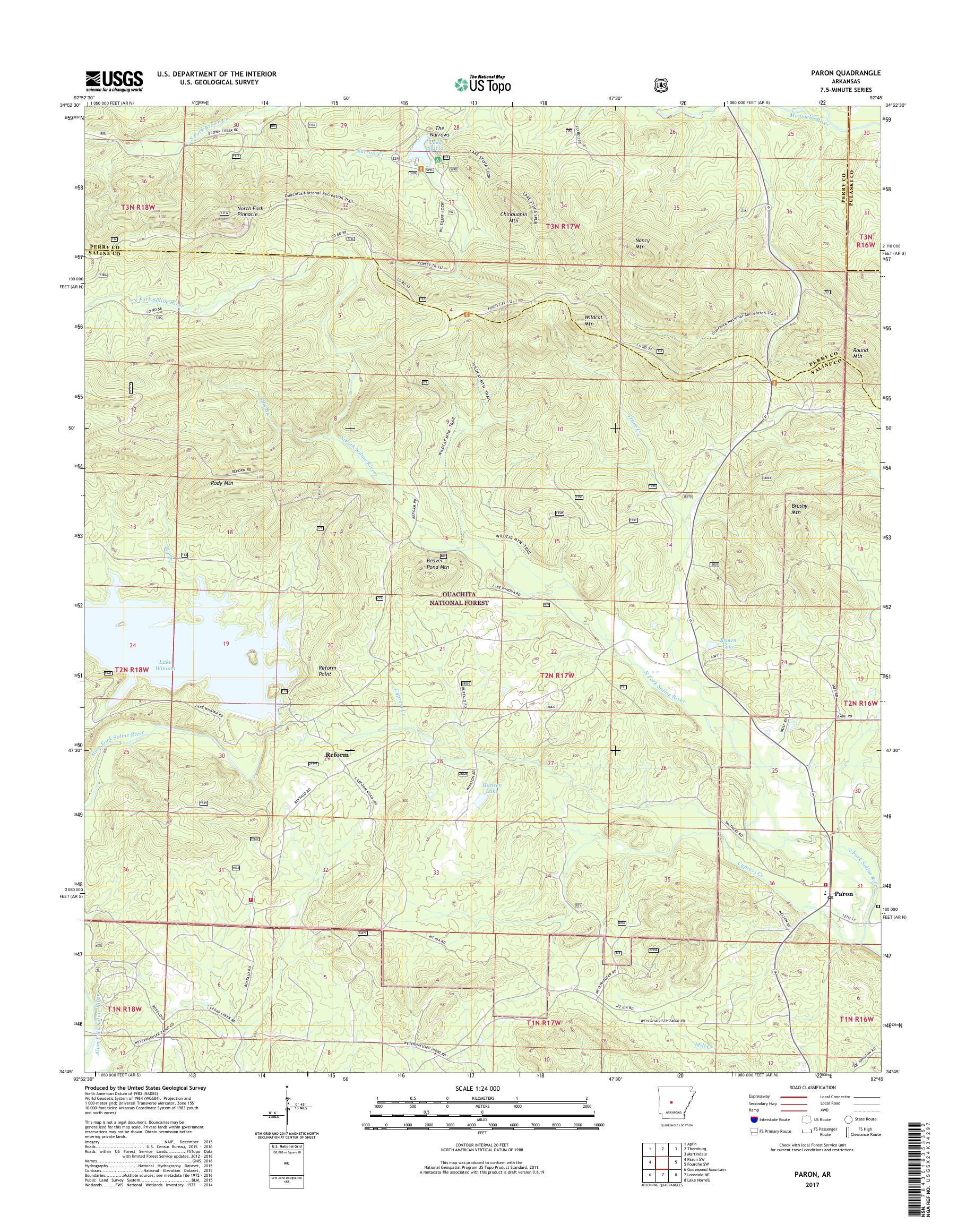 MyTopo Paron, Arkansas USGS Quad Topo Map