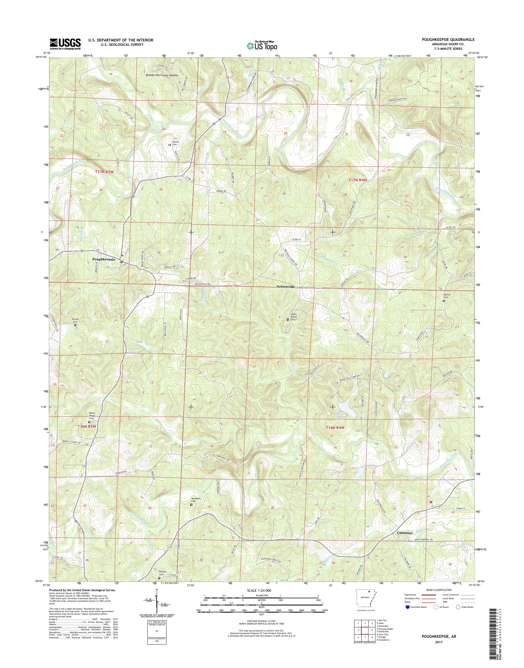 MyTopo Poughkeepsie, Arkansas USGS Quad Topo Map