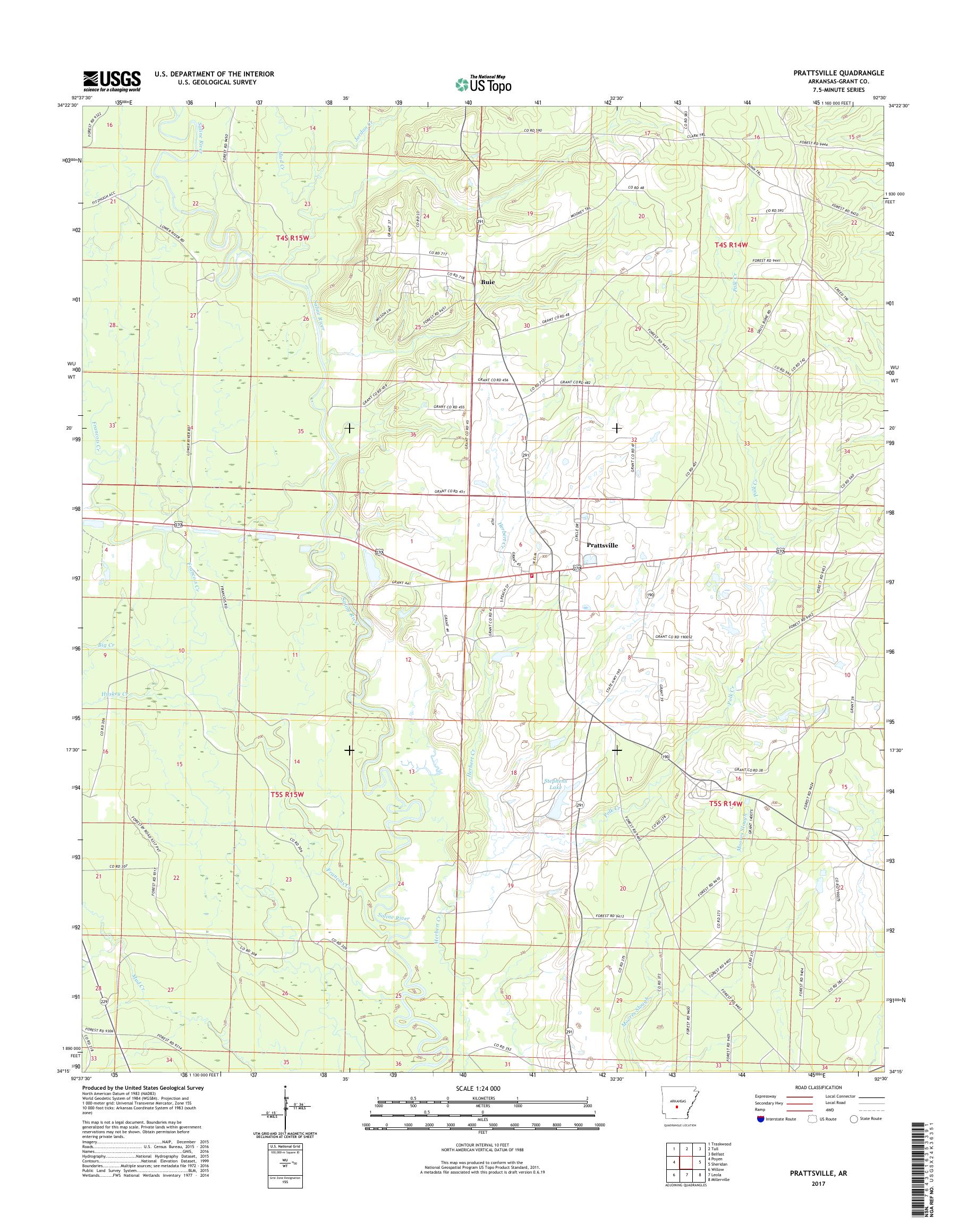 MyTopo Prattsville, Arkansas USGS Quad Topo Map