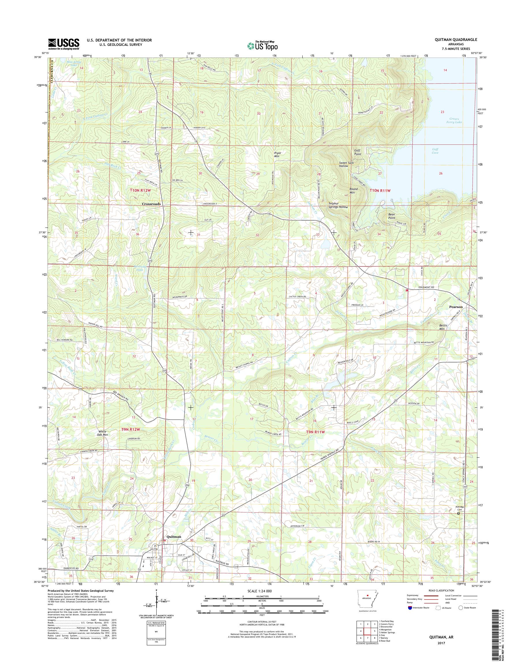 MyTopo Quitman, Arkansas USGS Quad Topo Map