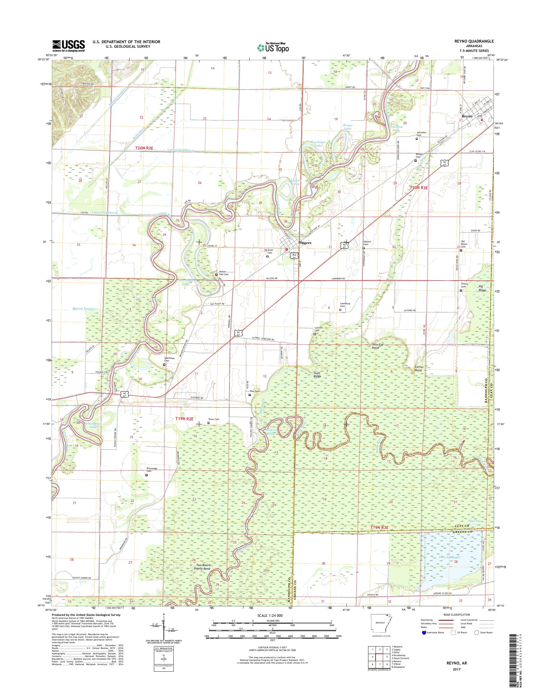 MyTopo Reyno, Arkansas USGS Quad Topo Map