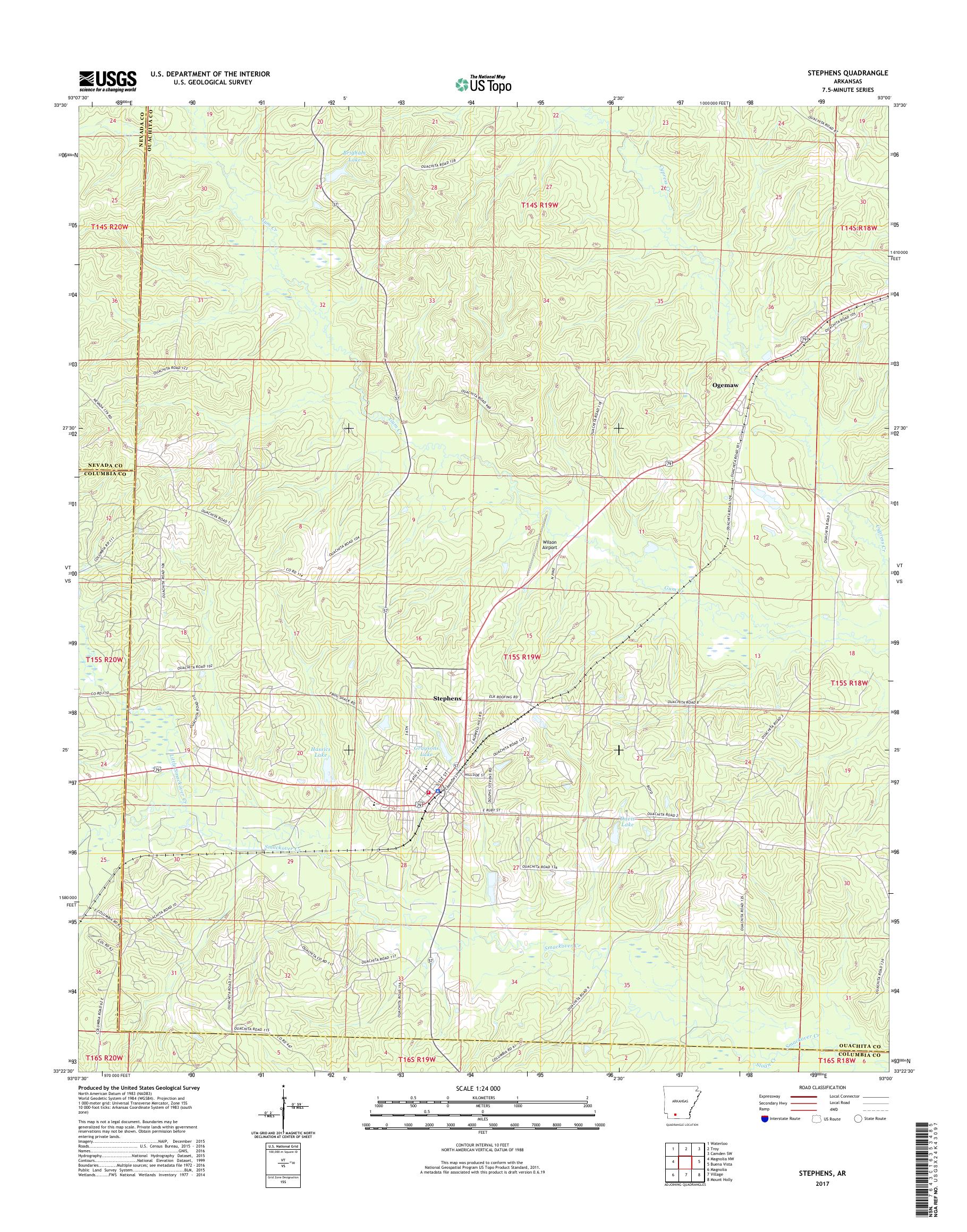 MyTopo Stephens, Arkansas USGS Quad Topo Map