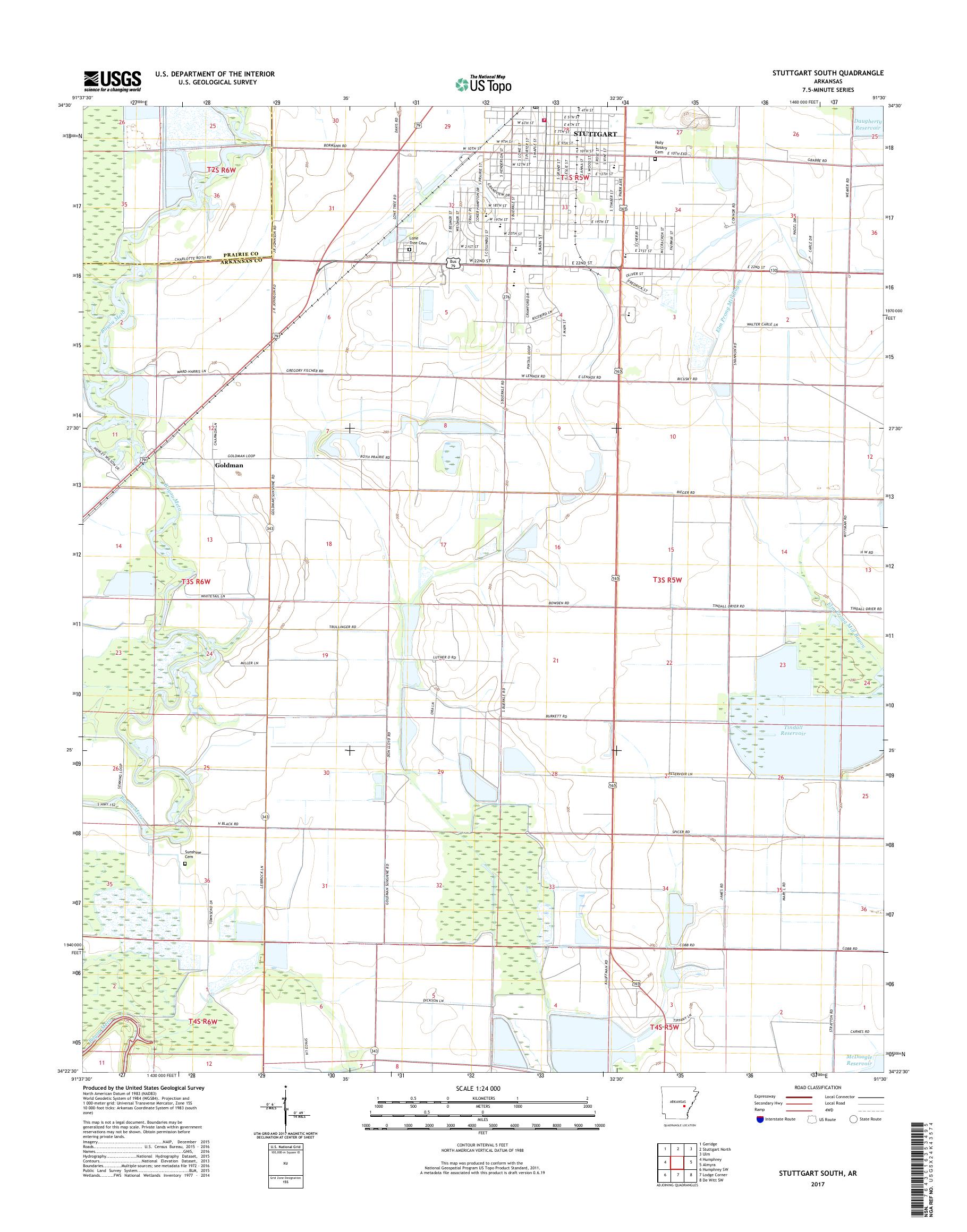 MyTopo Stuttgart South, Arkansas USGS Quad Topo Map