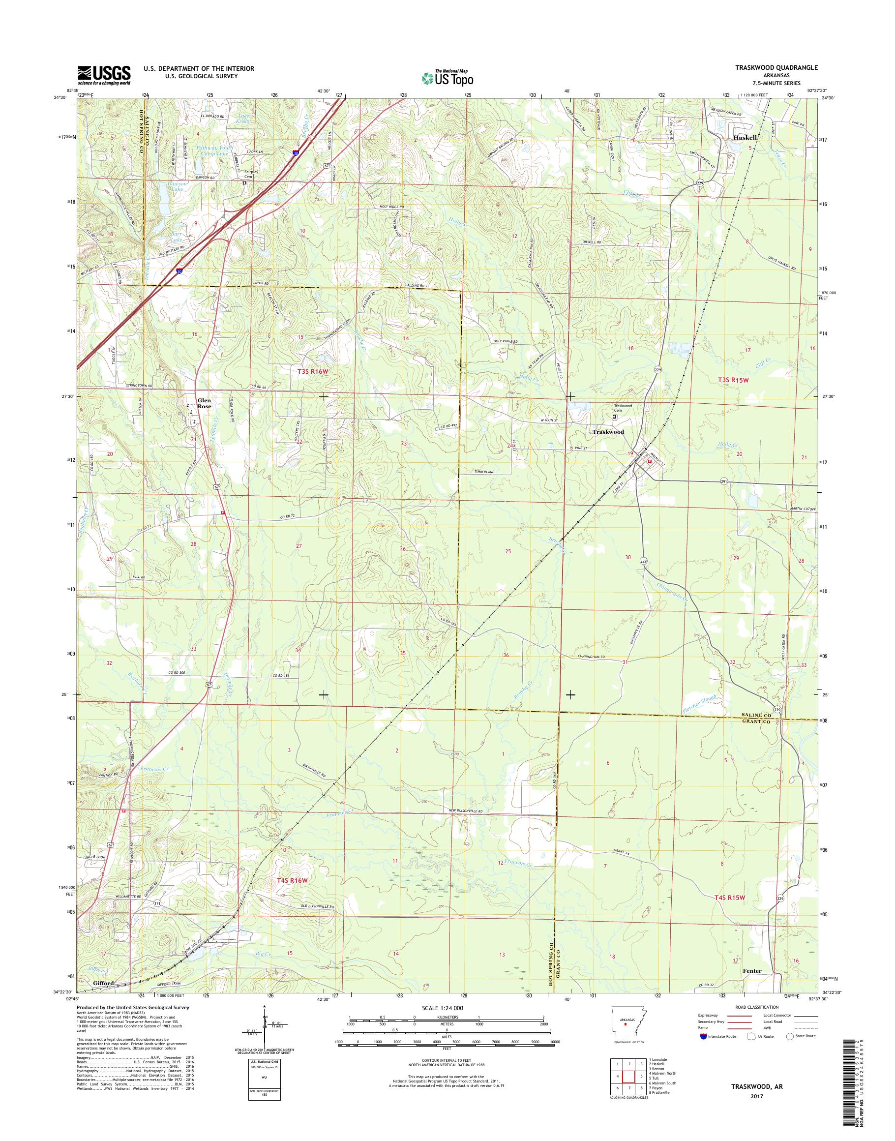MyTopo Traskwood, Arkansas USGS Quad Topo Map