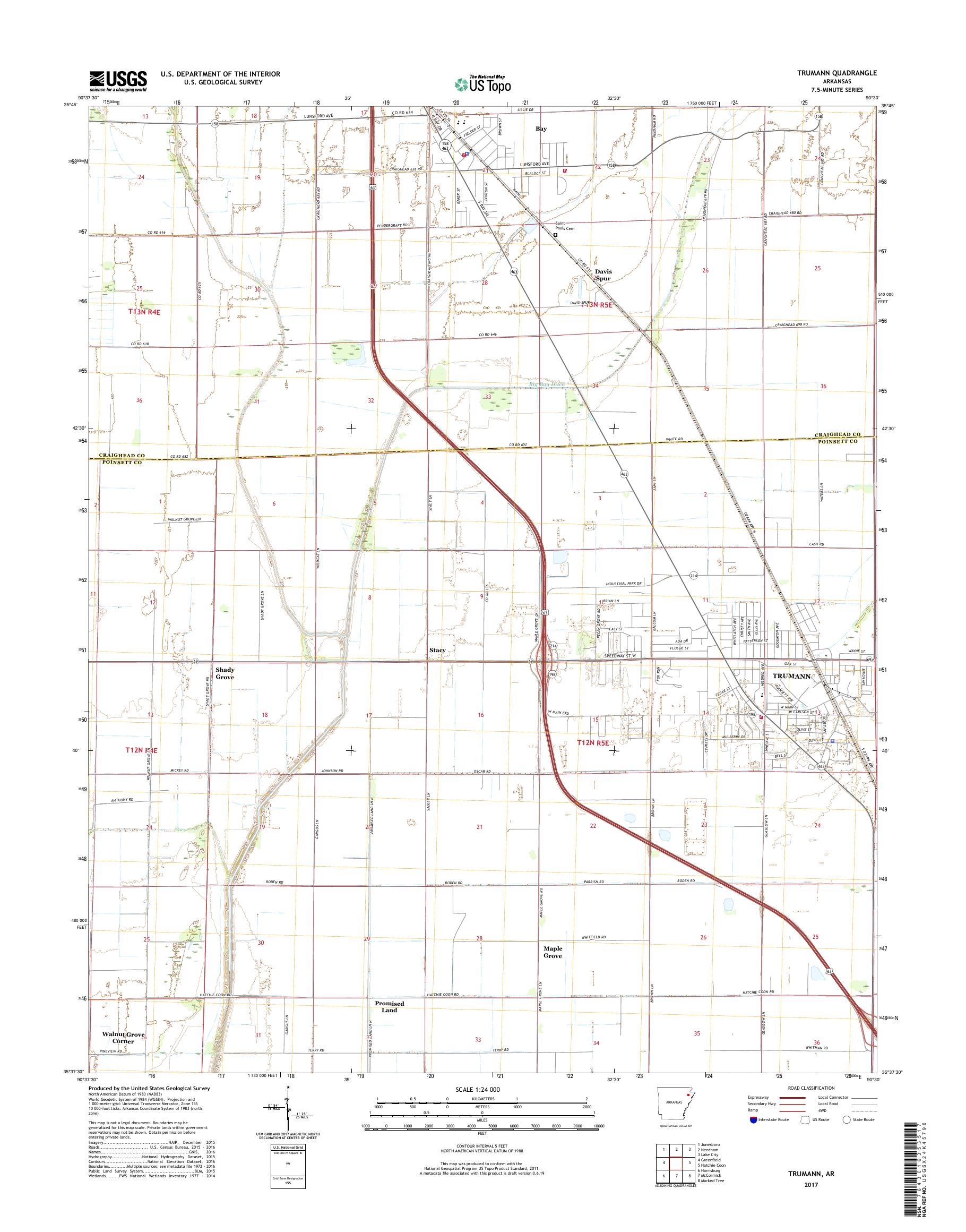 MyTopo Trumann, Arkansas USGS Quad Topo Map