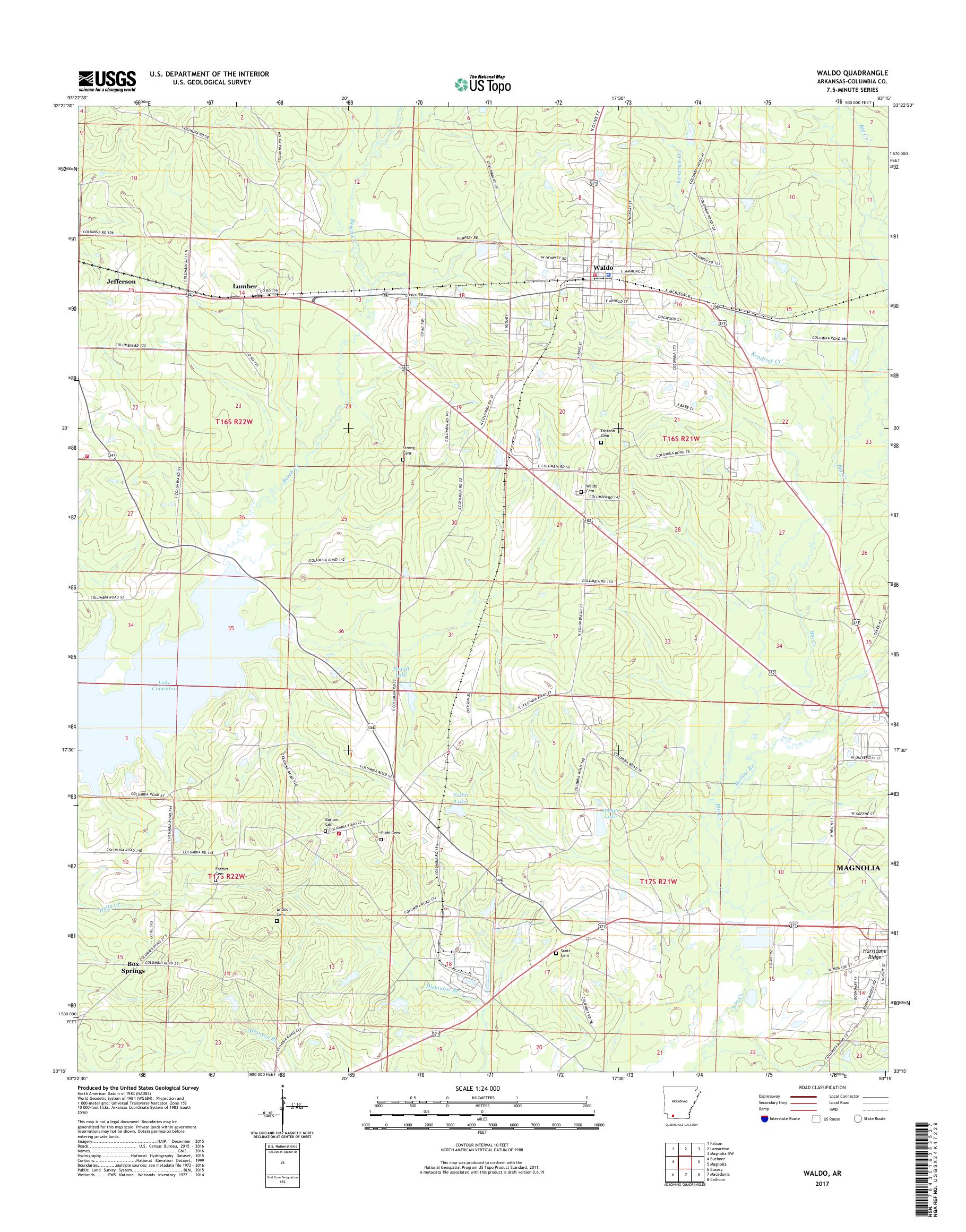 MyTopo Waldo, Arkansas USGS Quad Topo Map