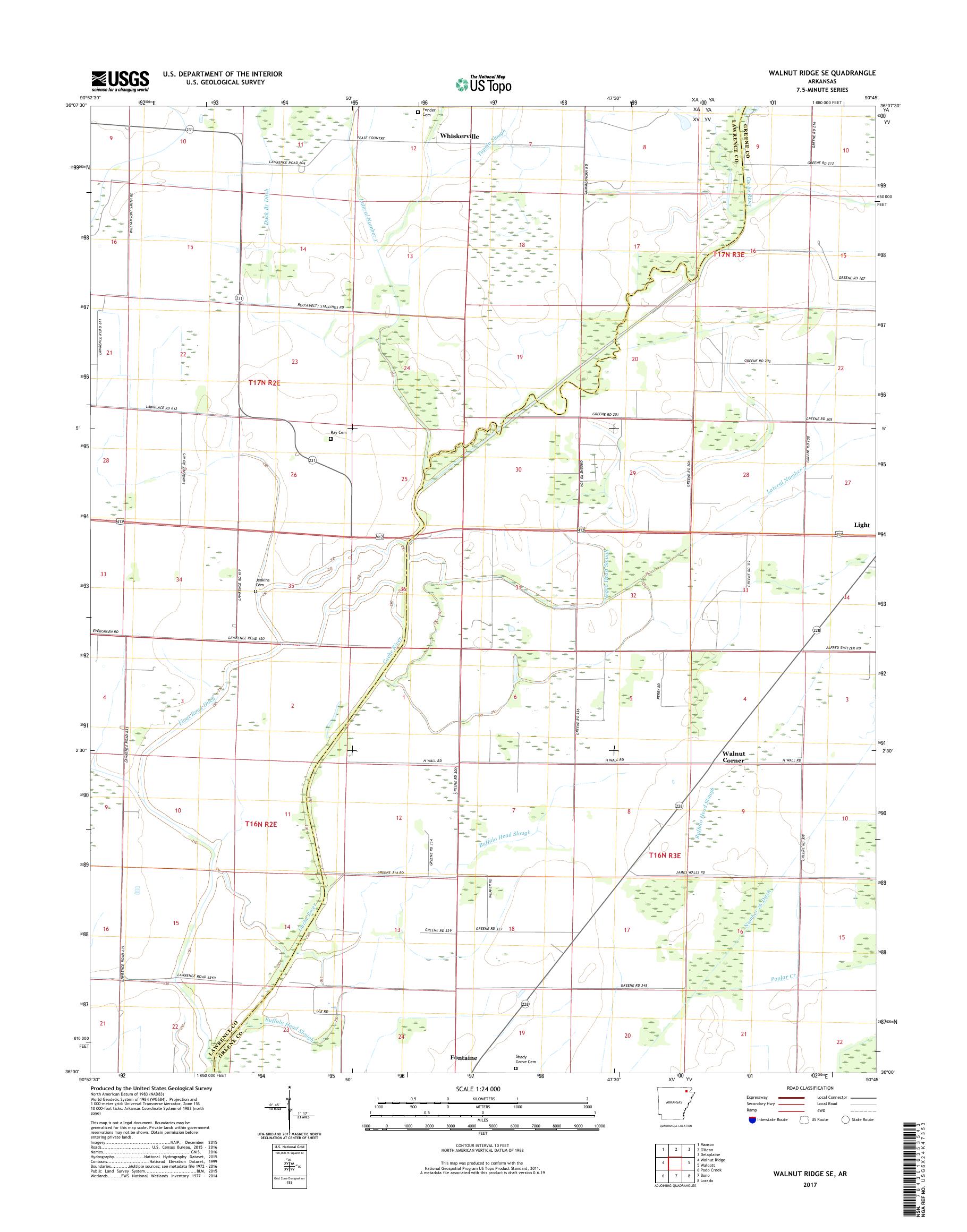 MyTopo Walnut Ridge SE, Arkansas USGS Quad Topo Map