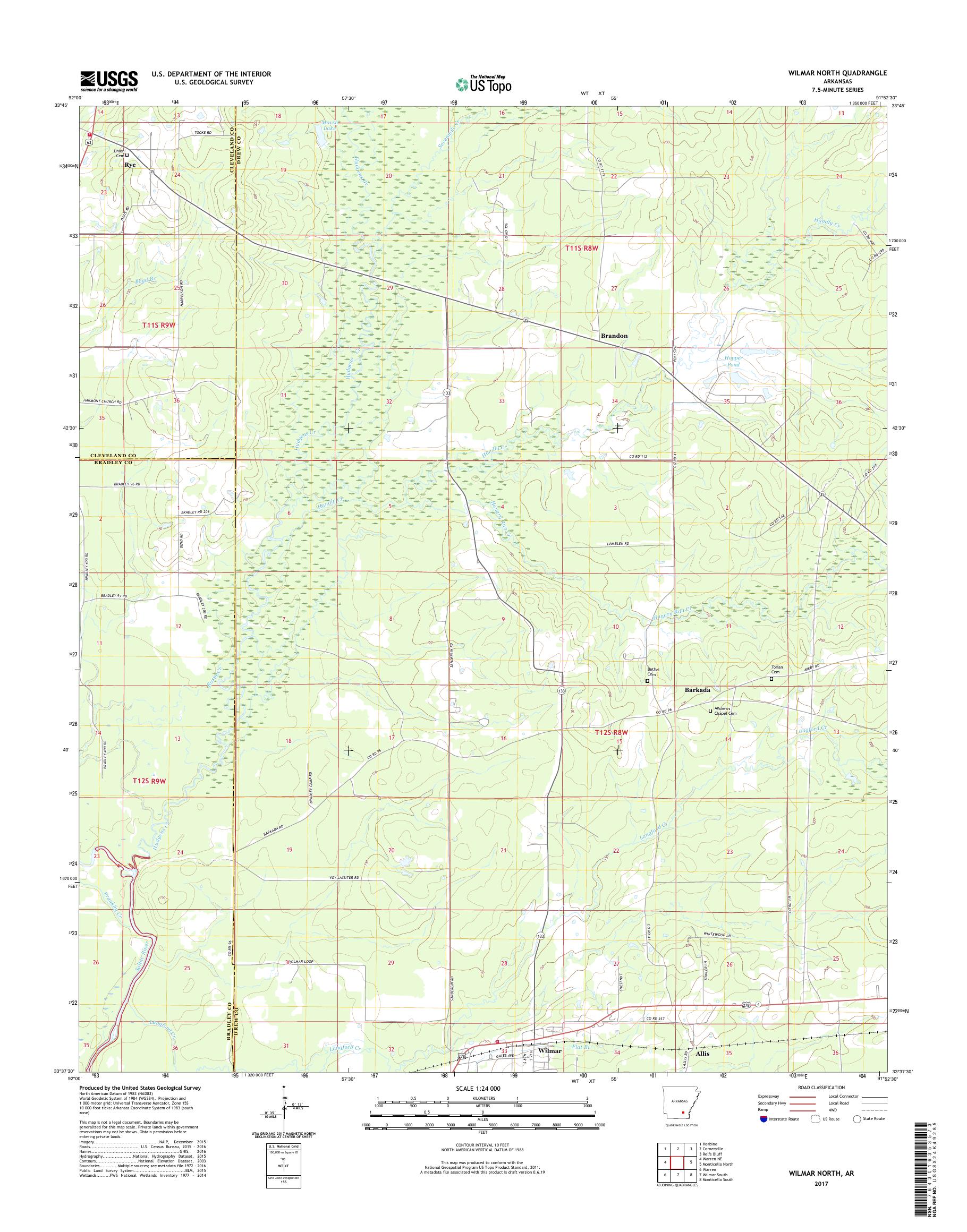 MyTopo Wilmar North, Arkansas USGS Quad Topo Map