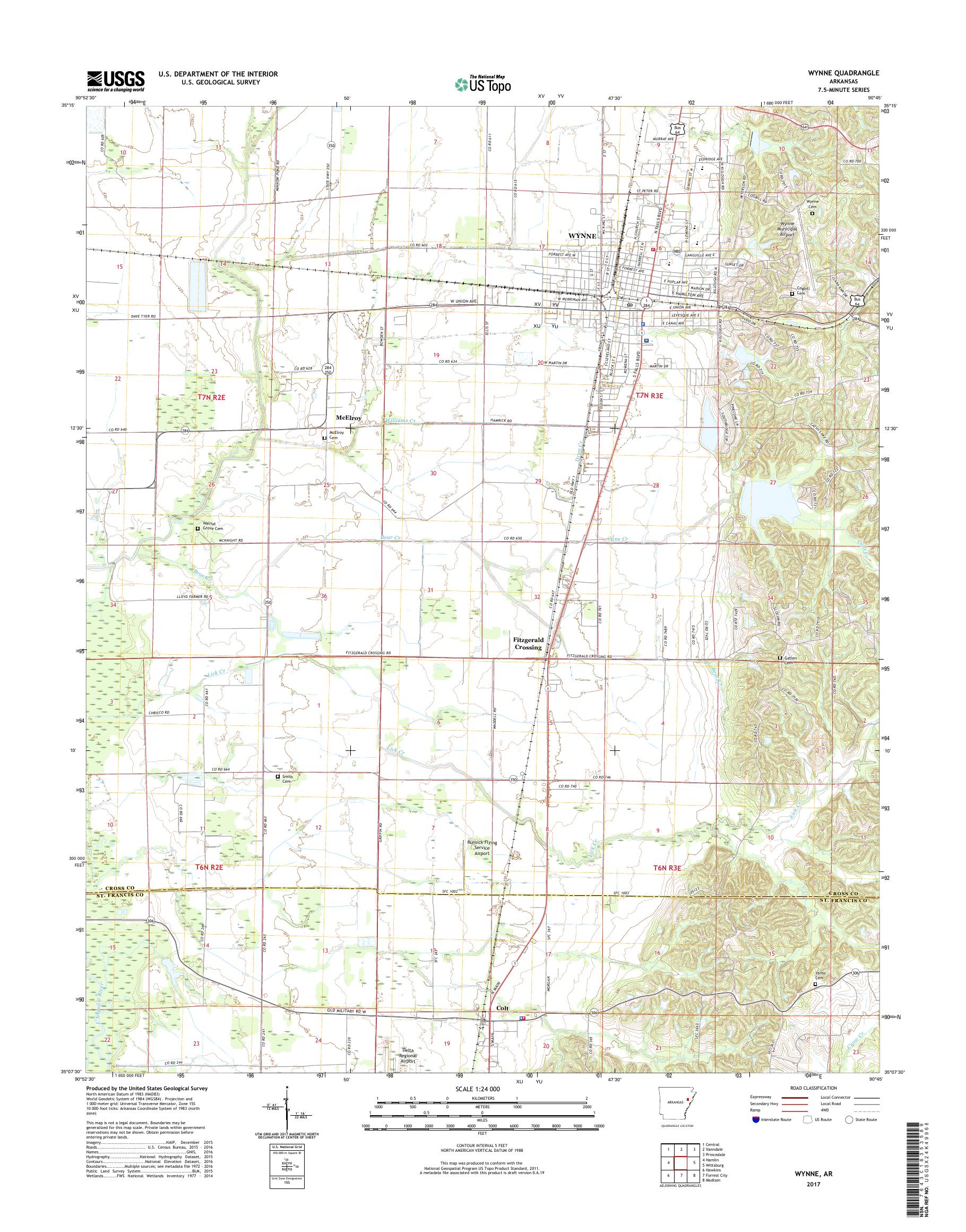 MyTopo Wynne, Arkansas USGS Quad Topo Map