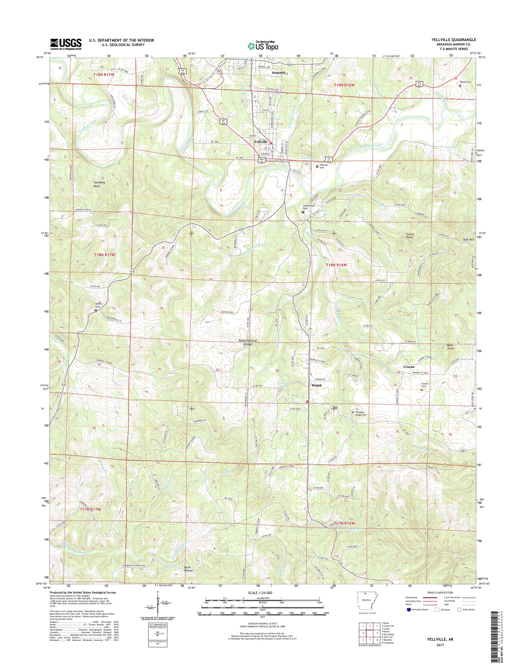 MyTopo Yellville, Arkansas USGS Quad Topo Map