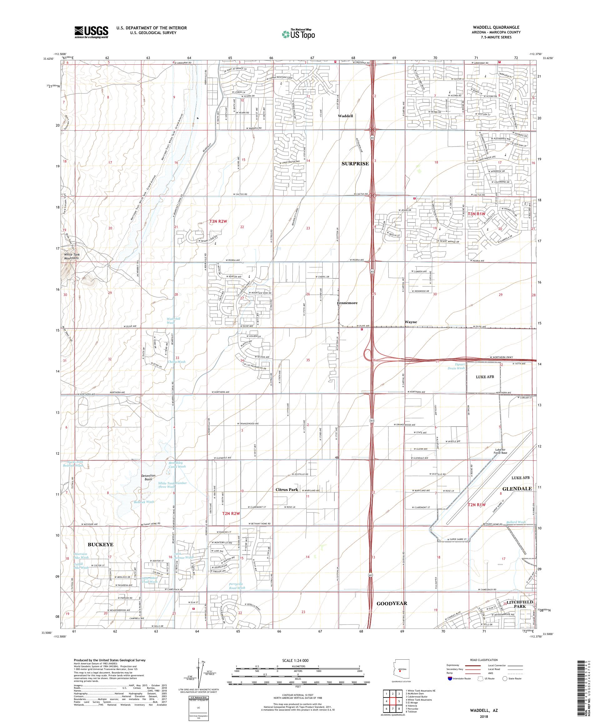 MyTopo Waddell, Arizona USGS Quad Topo Map