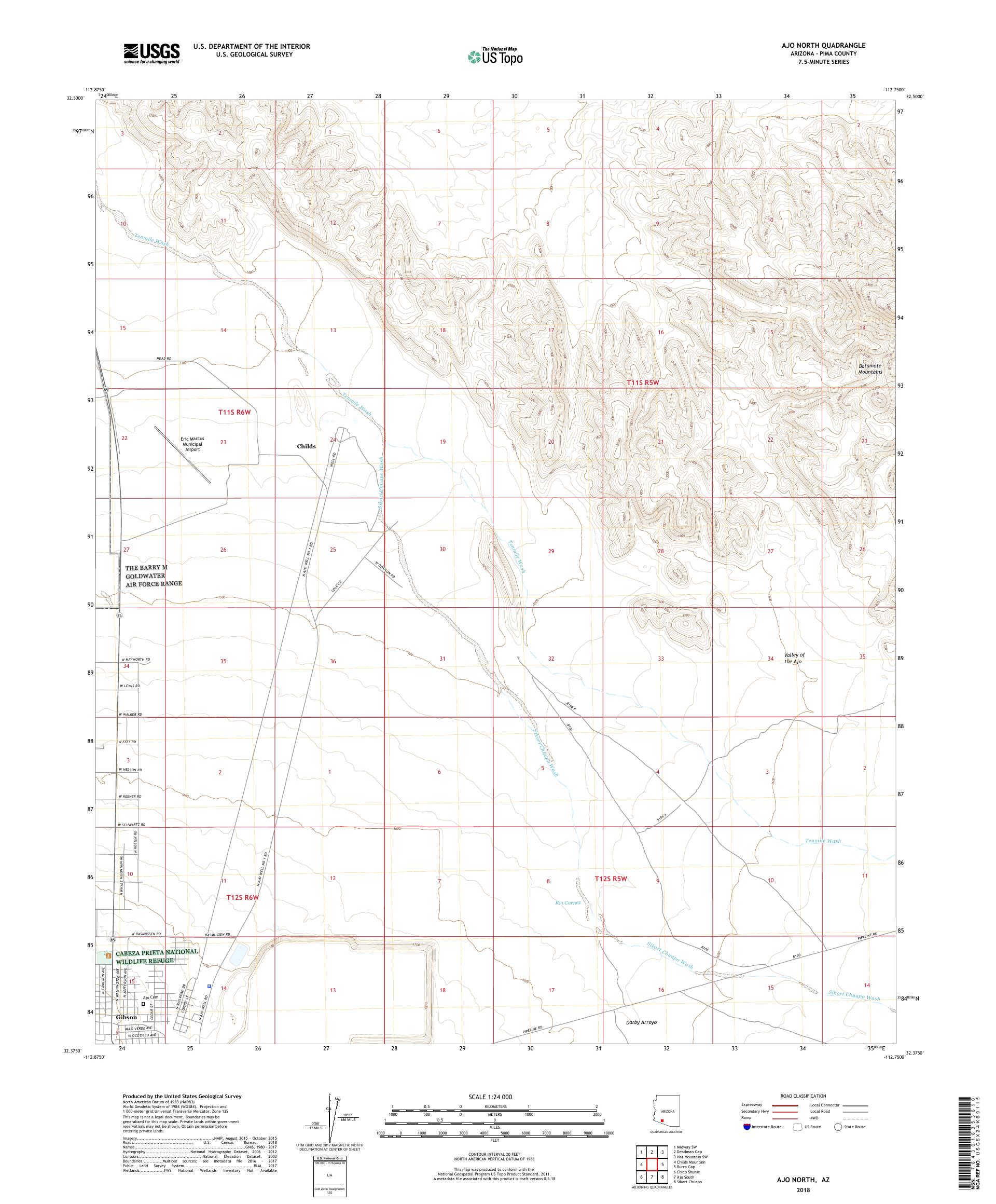 MyTopo Ajo North, Arizona USGS Quad Topo Map