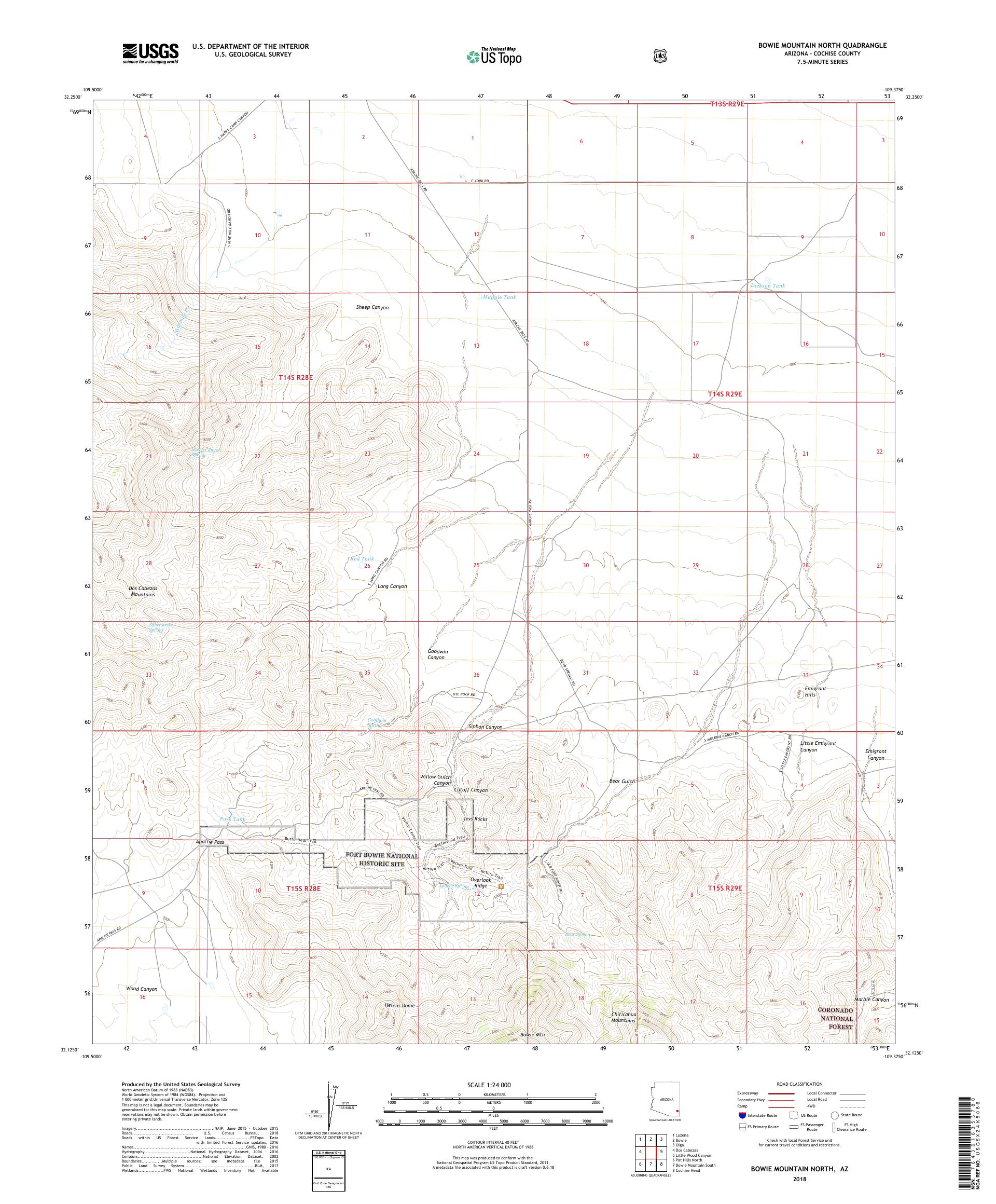 MyTopo Bowie Mountain North, Arizona USGS Quad Topo Map
