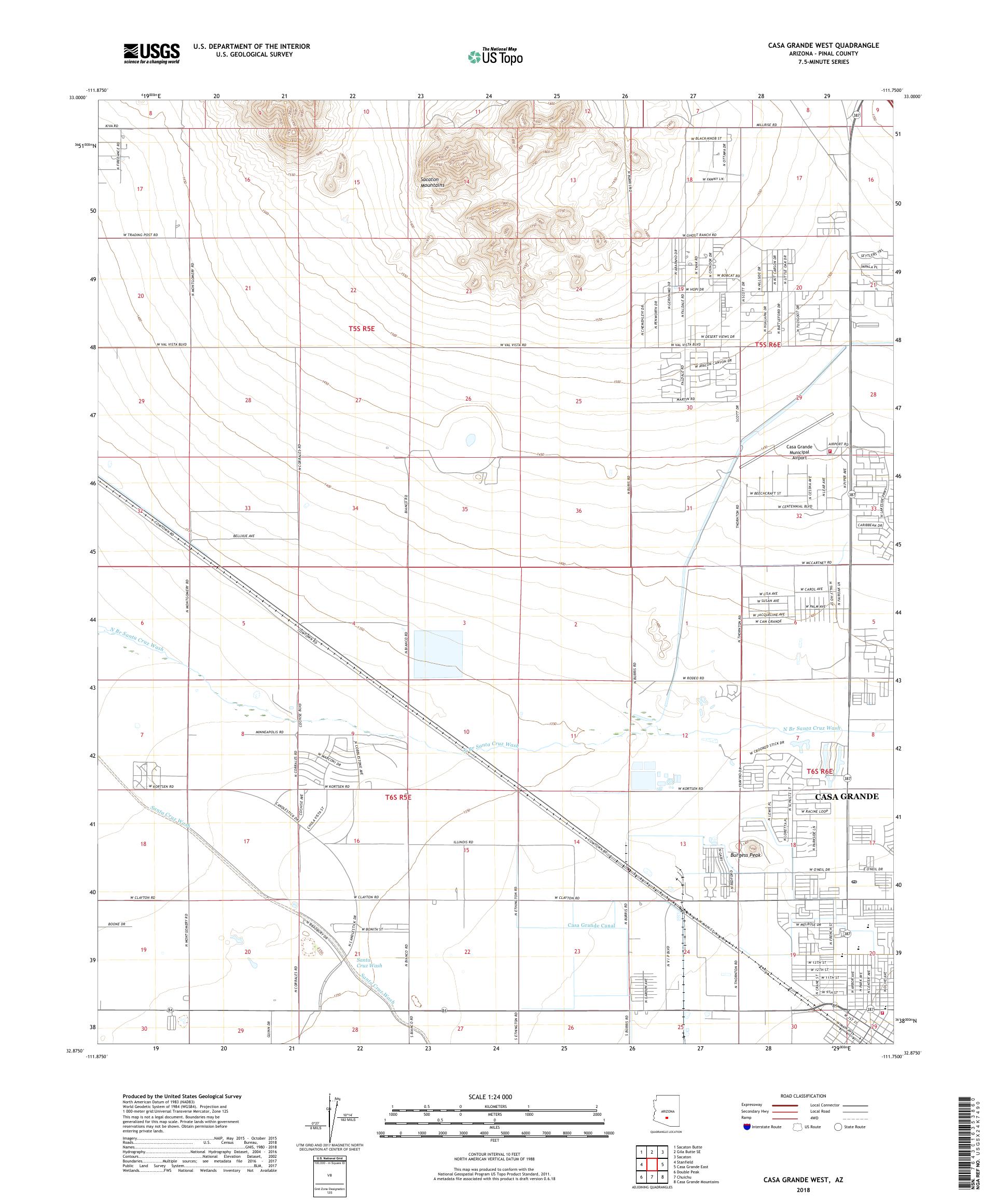 MyTopo Casa Grande West, Arizona USGS Quad Topo Map