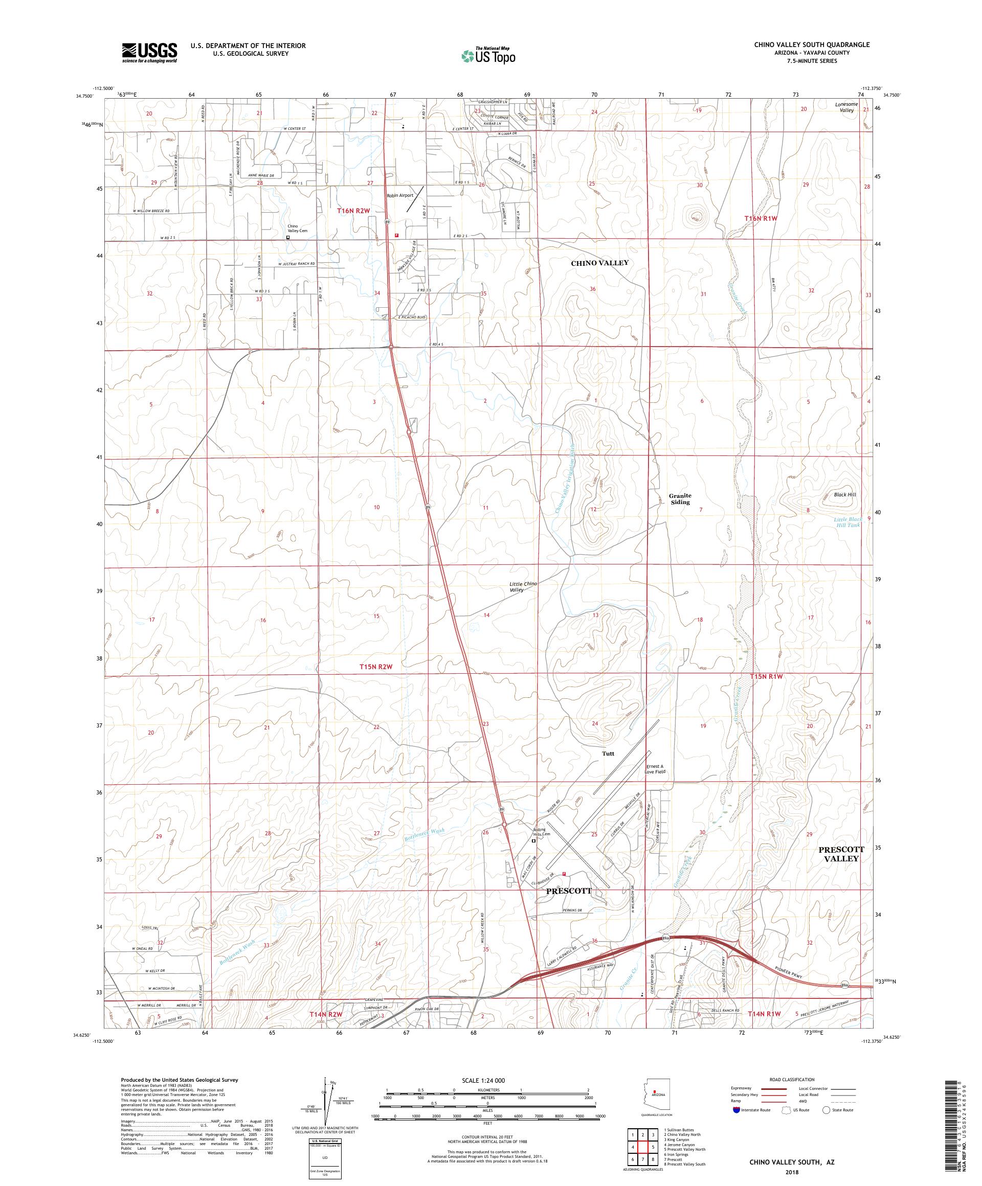 MyTopo Chino Valley South, Arizona USGS Quad Topo Map