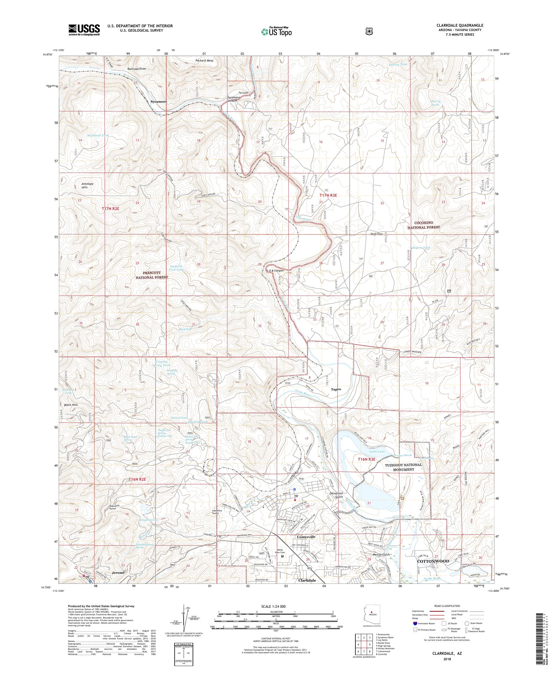 MyTopo Clarkdale, Arizona USGS Quad Topo Map