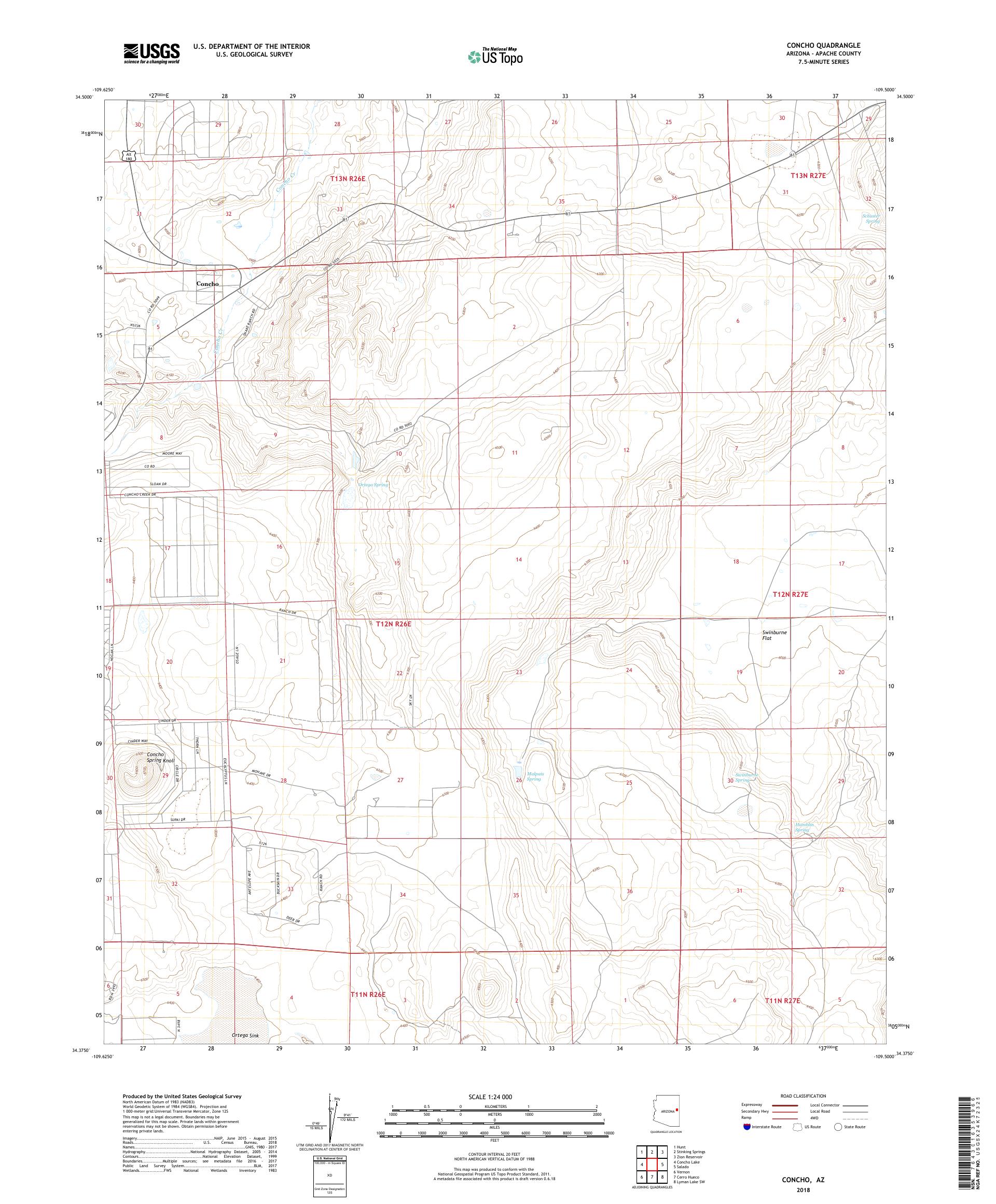 MyTopo Concho, Arizona USGS Quad Topo Map