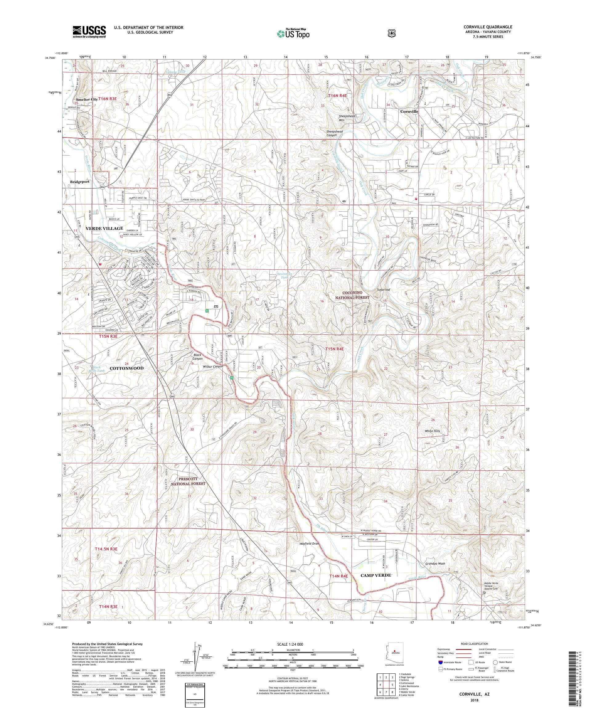 MyTopo Cornville, Arizona USGS Quad Topo Map