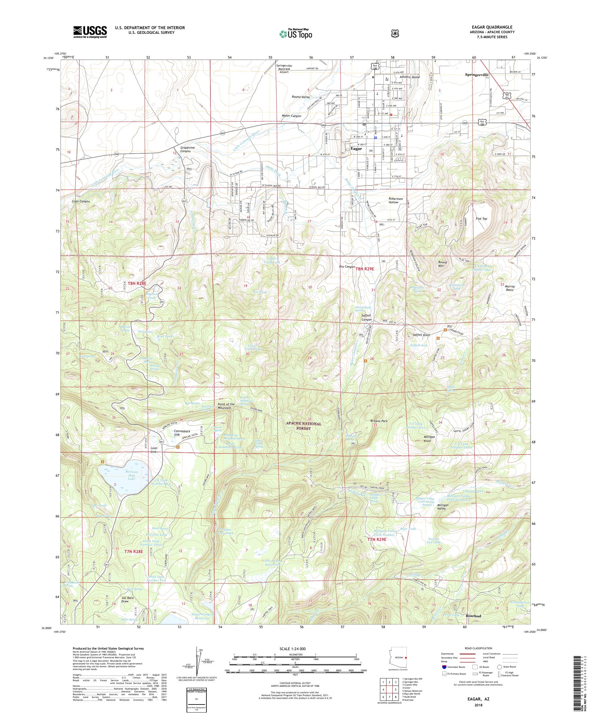 MyTopo Eagar, Arizona USGS Quad Topo Map