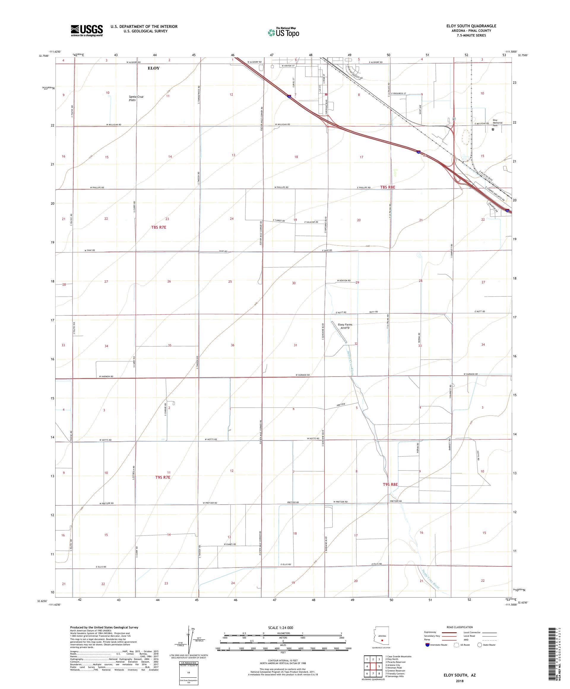MyTopo Eloy South, Arizona USGS Quad Topo Map