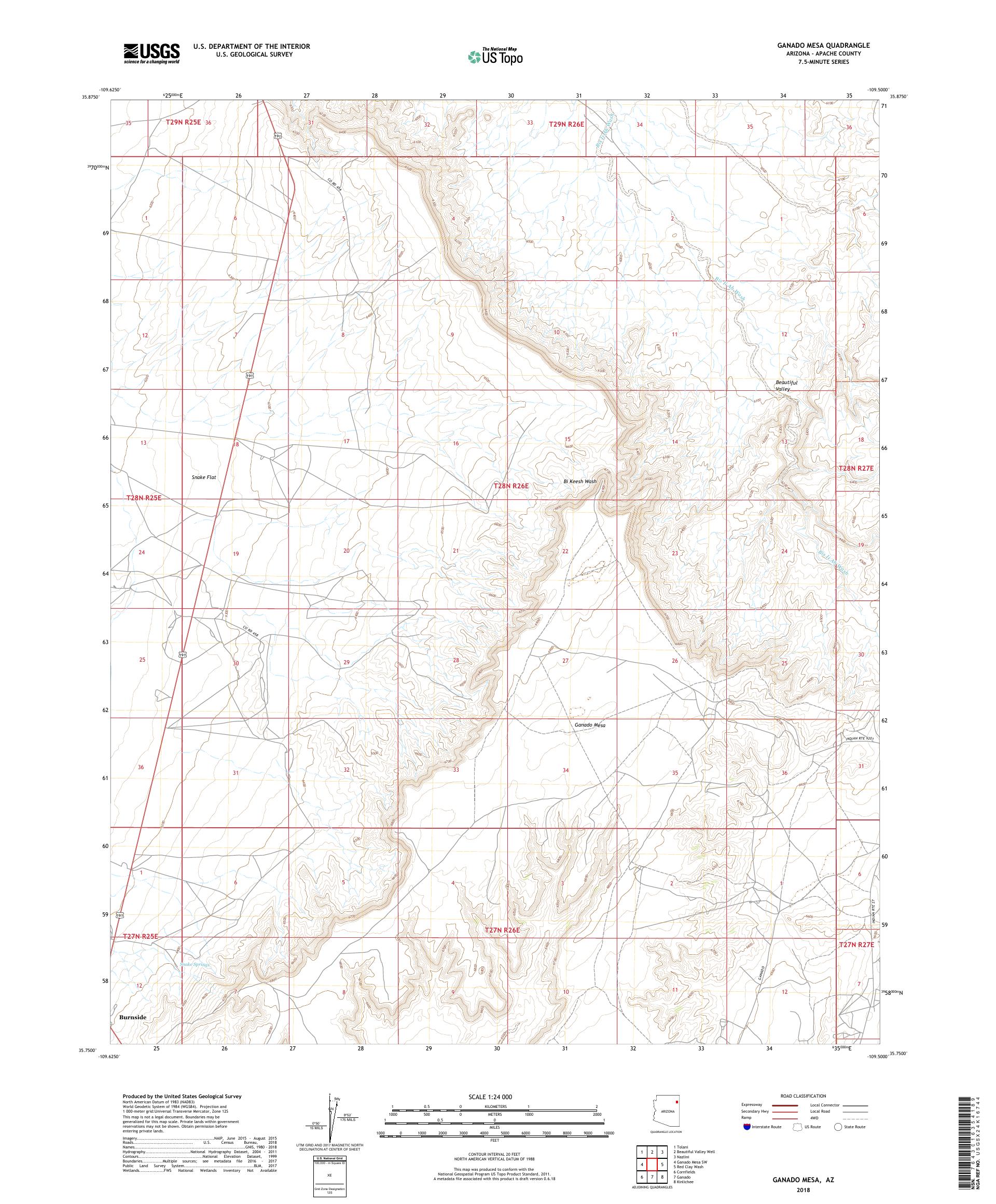 MyTopo Ganado Mesa, Arizona USGS Quad Topo Map