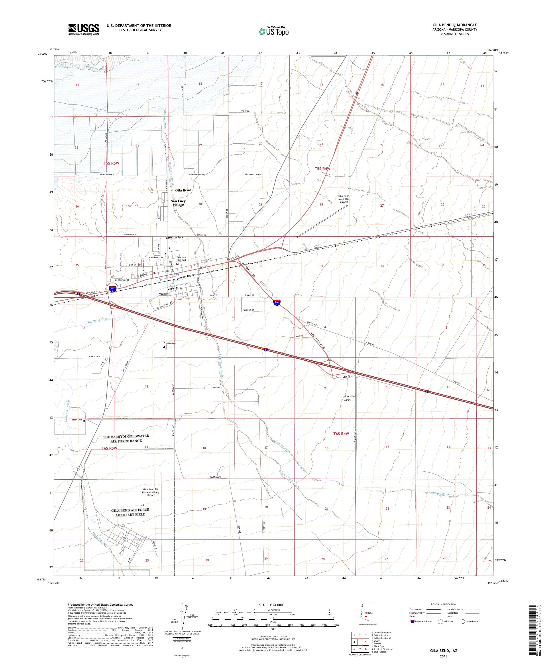 MyTopo Gila Bend, Arizona USGS Quad Topo Map