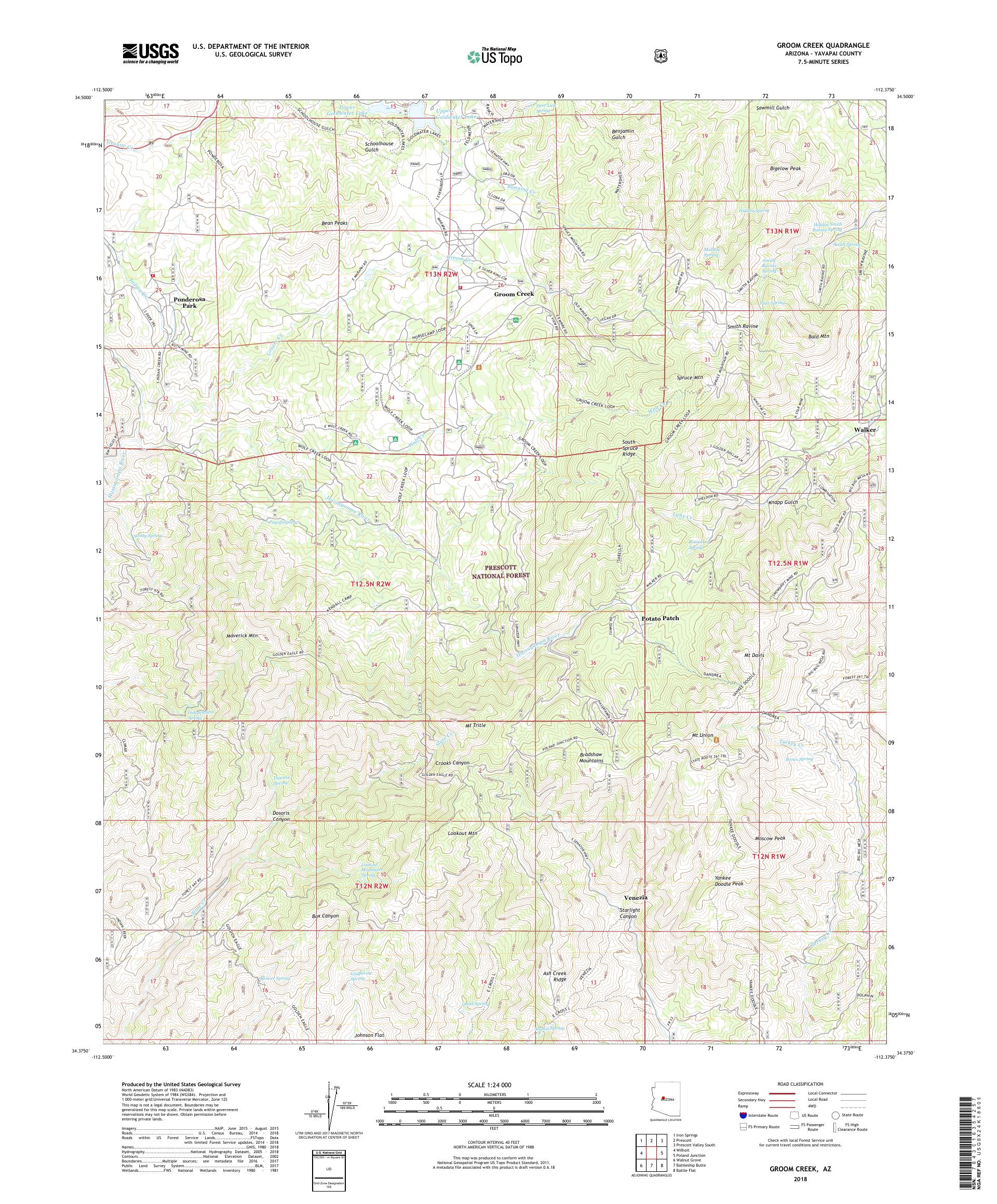 MyTopo Groom Creek, Arizona USGS Quad Topo Map