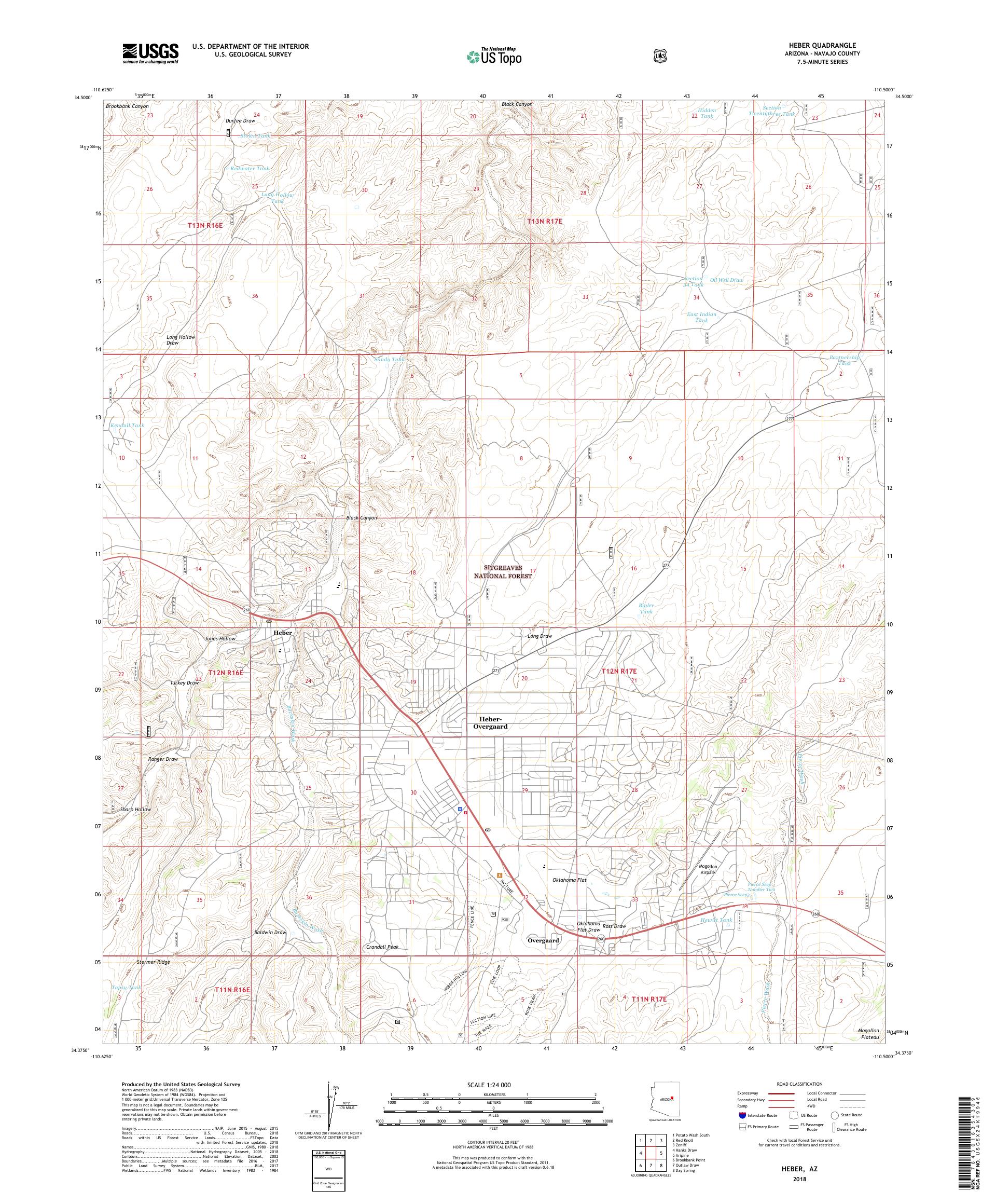 MyTopo Heber, Arizona USGS Quad Topo Map