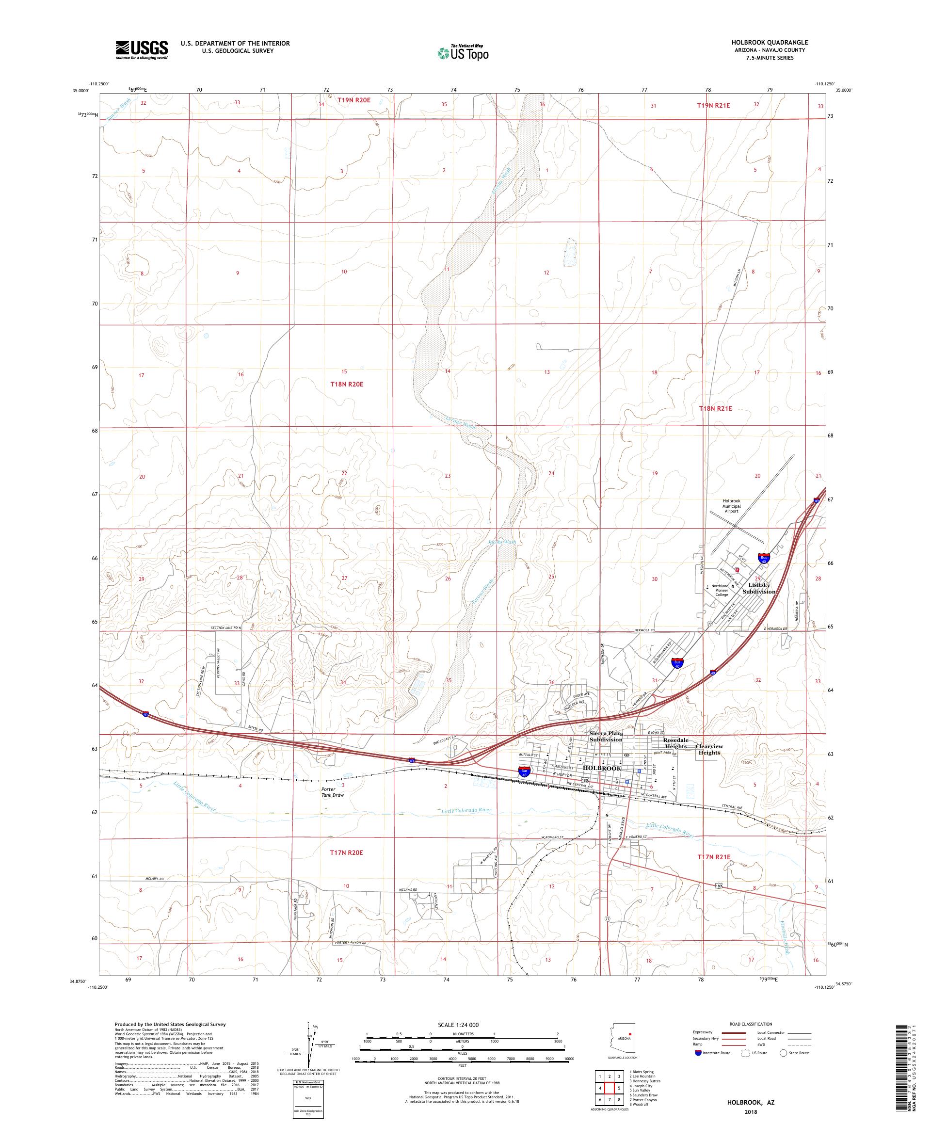MyTopo Holbrook, Arizona USGS Quad Topo Map