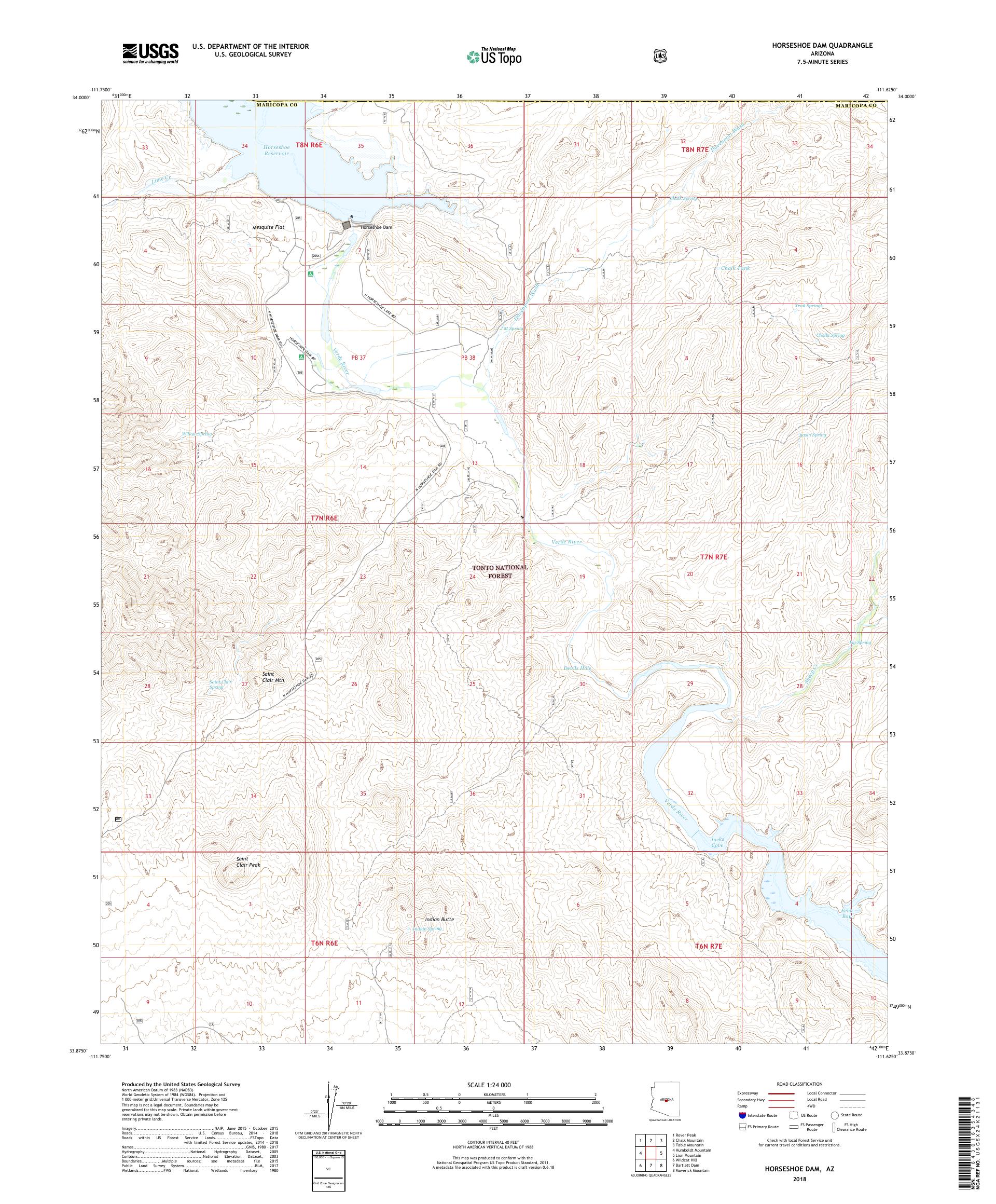 MyTopo Horseshoe Dam, Arizona USGS Quad Topo Map
