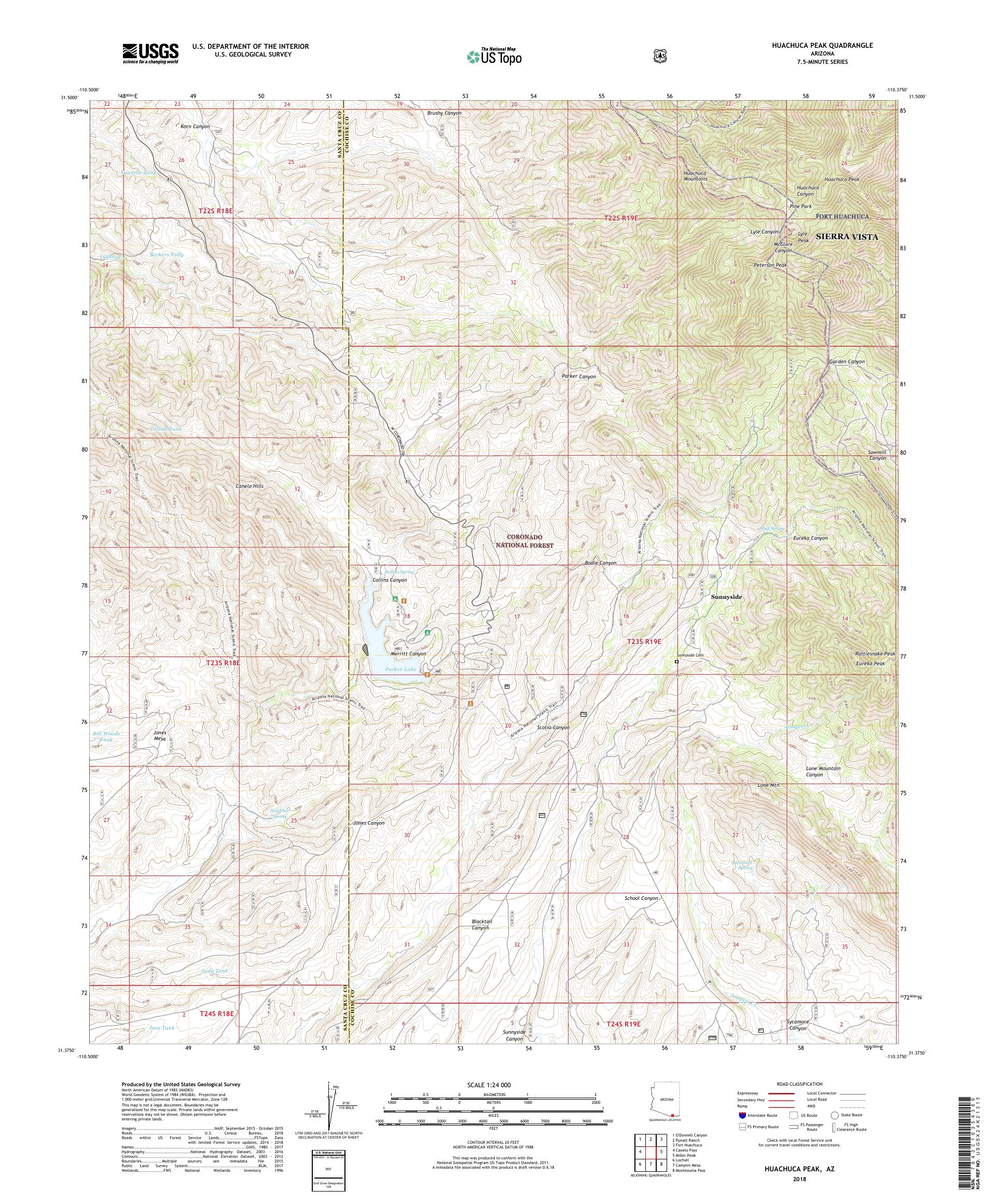 MyTopo Huachuca Peak, Arizona USGS Quad Topo Map
