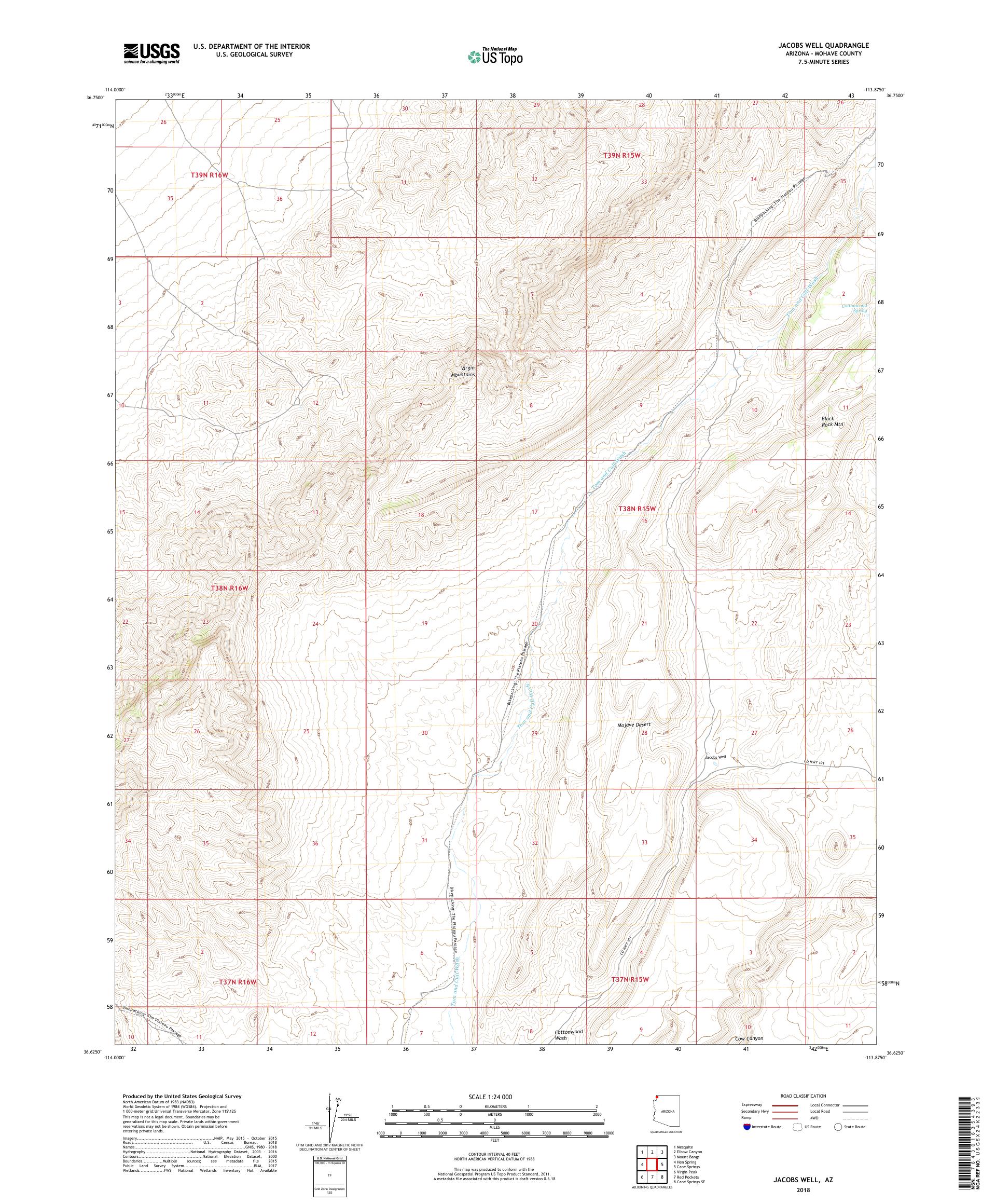 MyTopo Jacobs Well, Arizona USGS Quad Topo Map