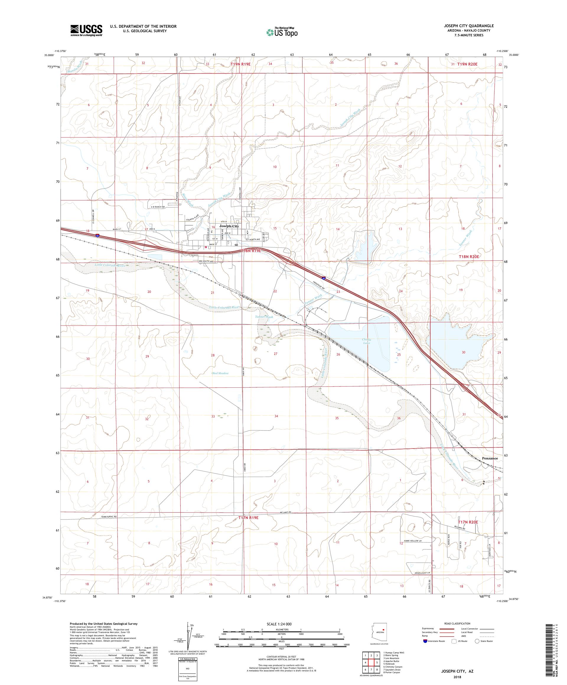MyTopo Joseph City, Arizona USGS Quad Topo Map