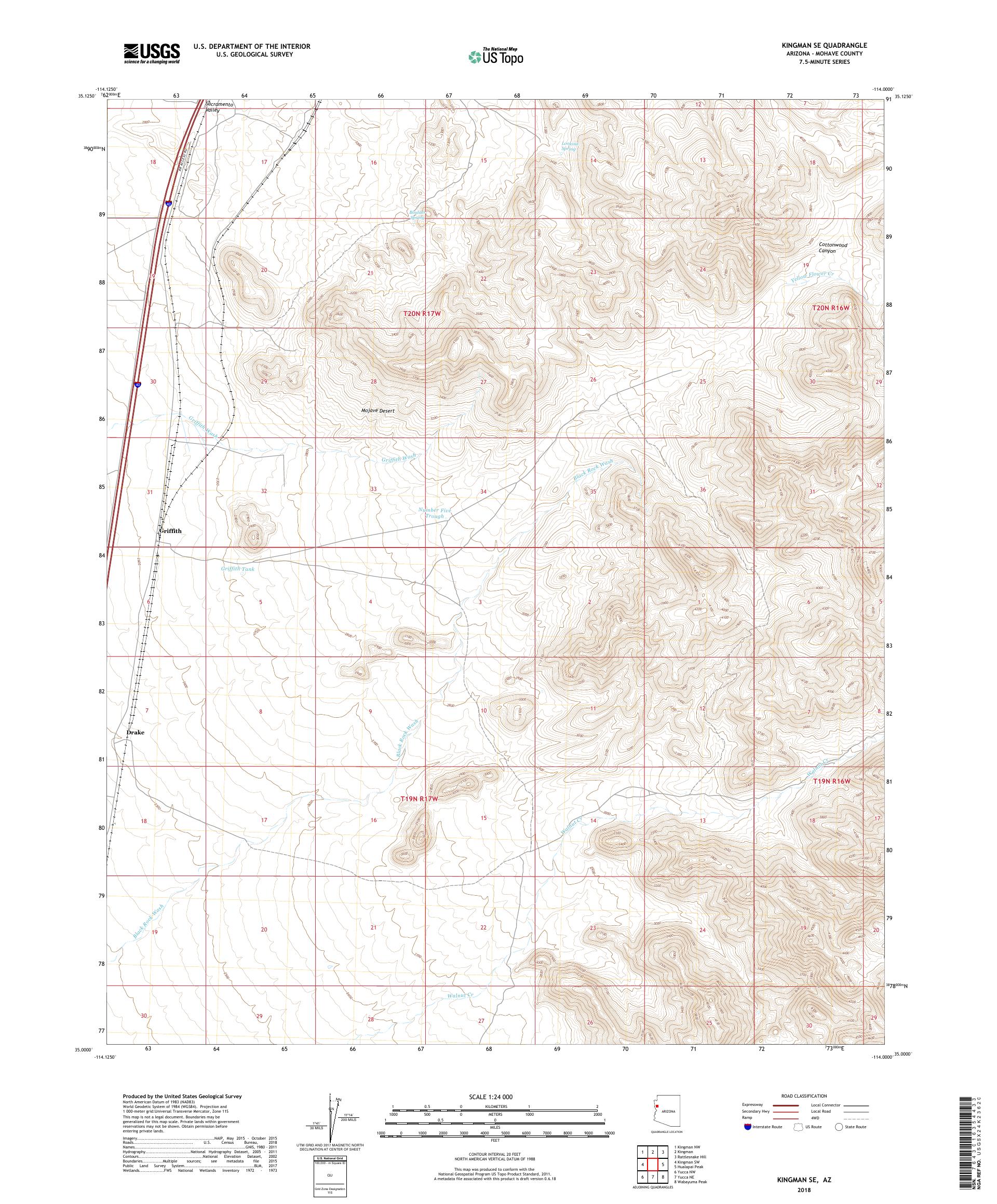 MyTopo Kingman SE, Arizona USGS Quad Topo Map