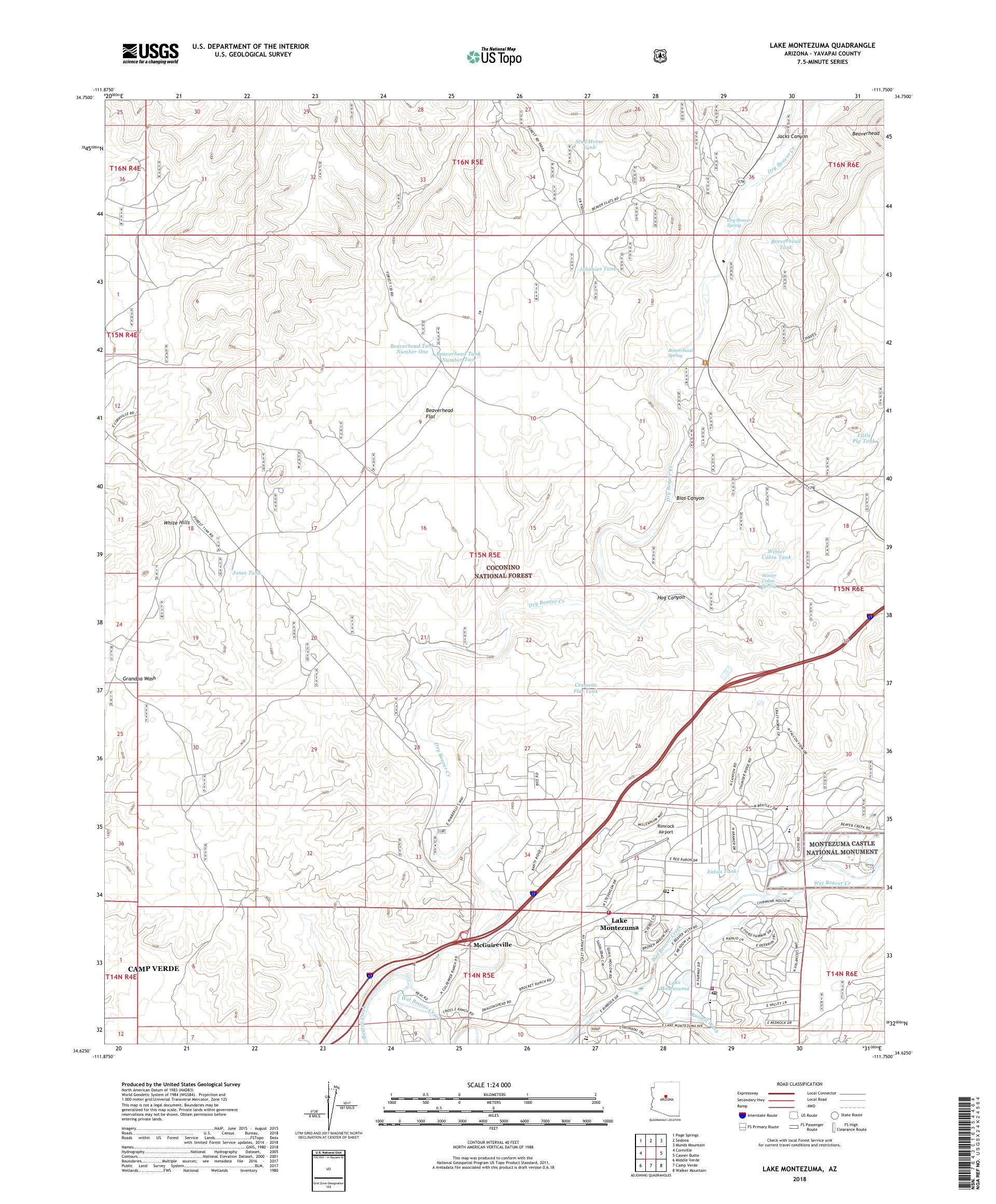 MyTopo Lake Montezuma, Arizona USGS Quad Topo Map