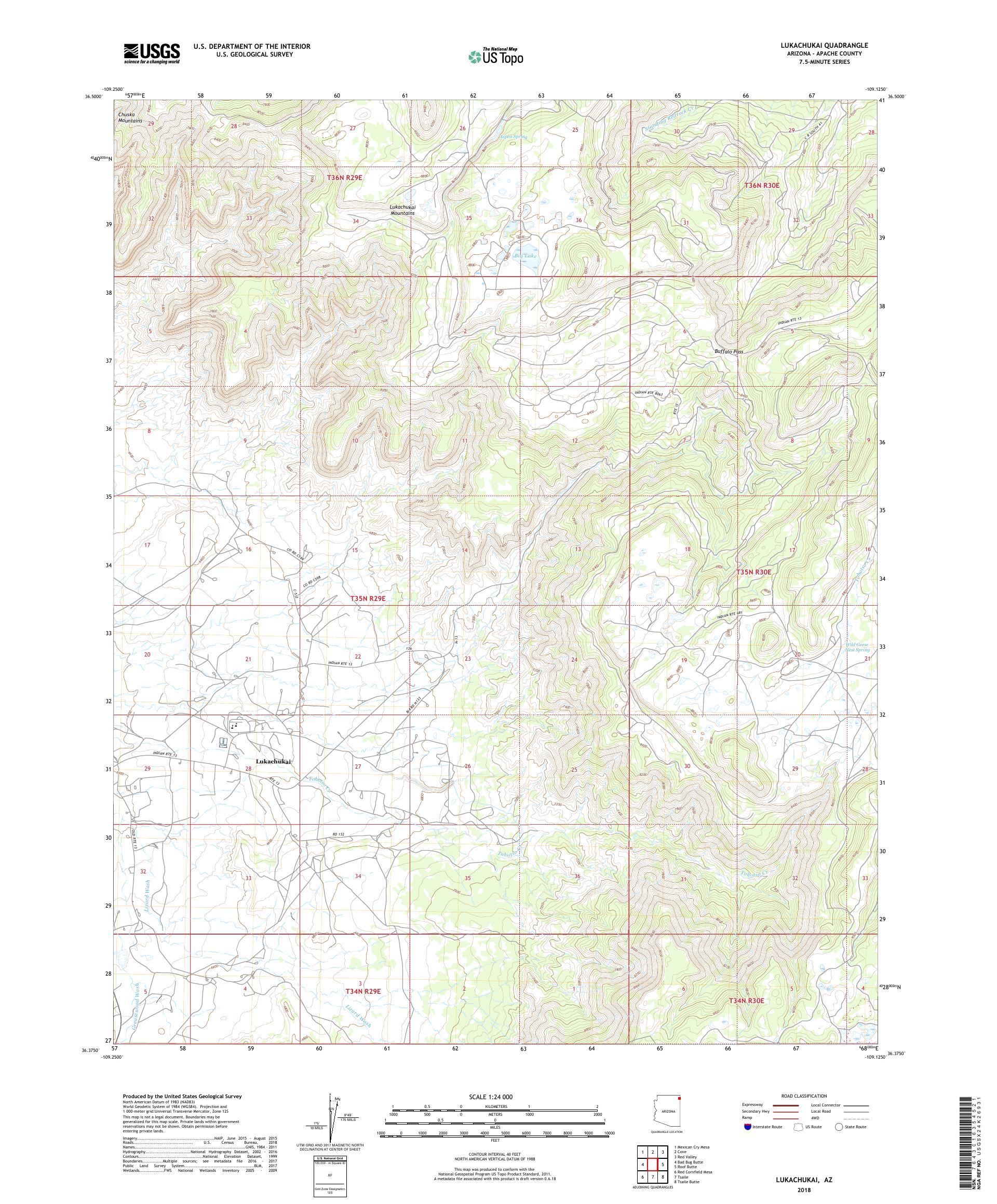 MyTopo Lukachukai, Arizona USGS Quad Topo Map