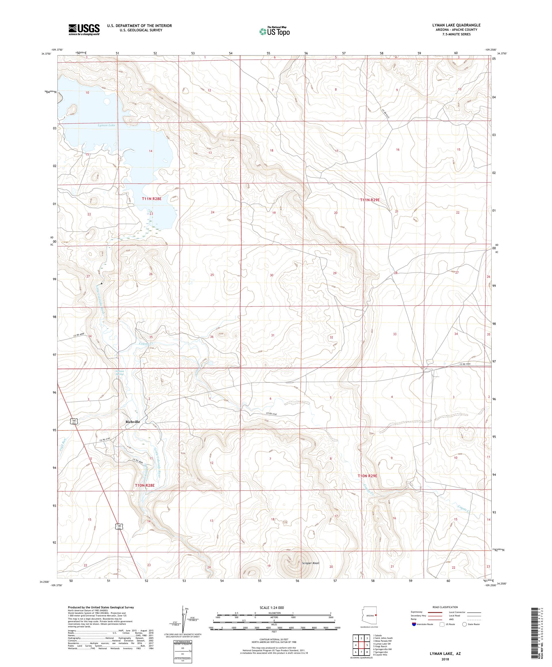 MyTopo Lyman Lake, Arizona USGS Quad Topo Map