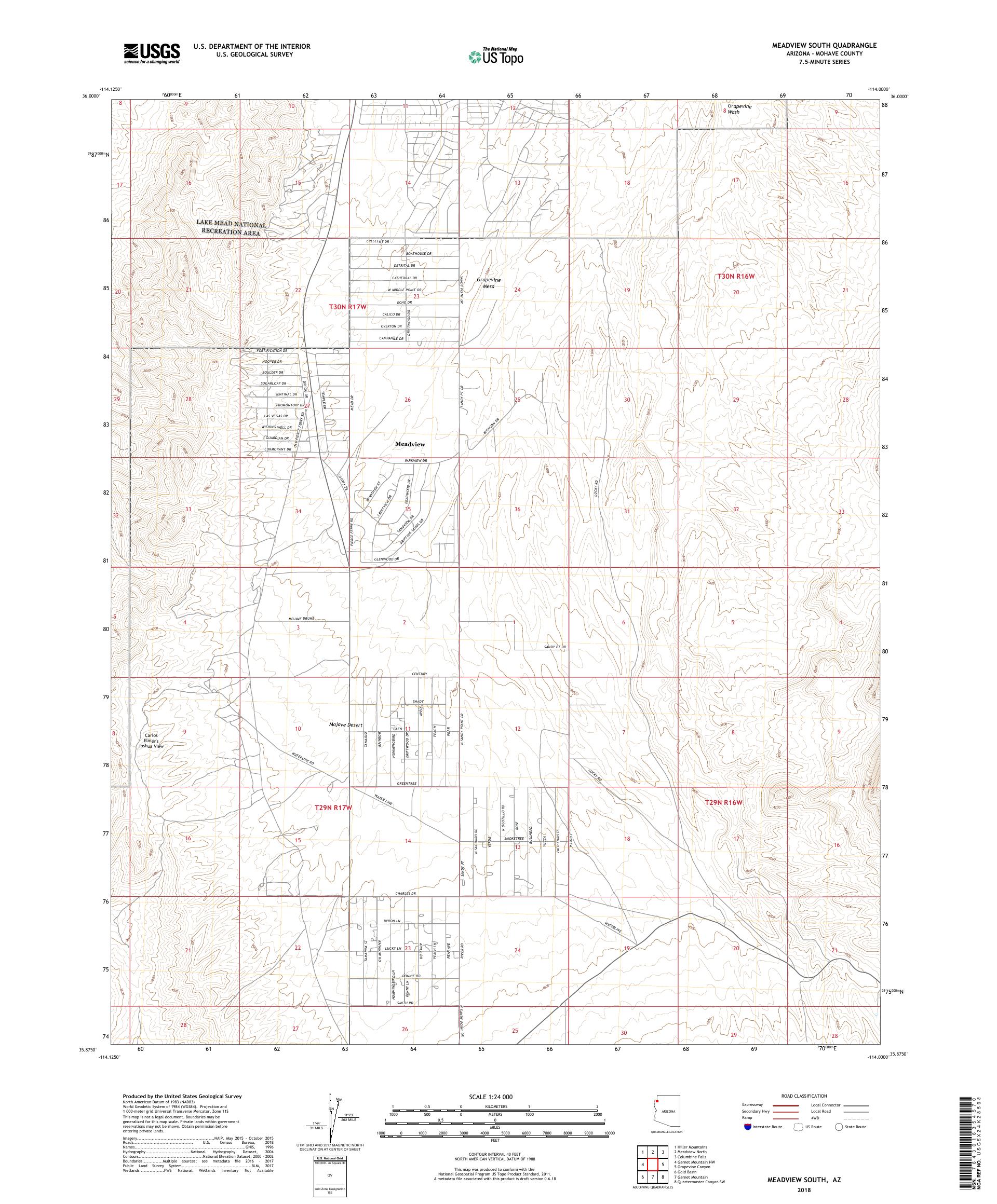 MyTopo Meadview South, Arizona USGS Quad Topo Map