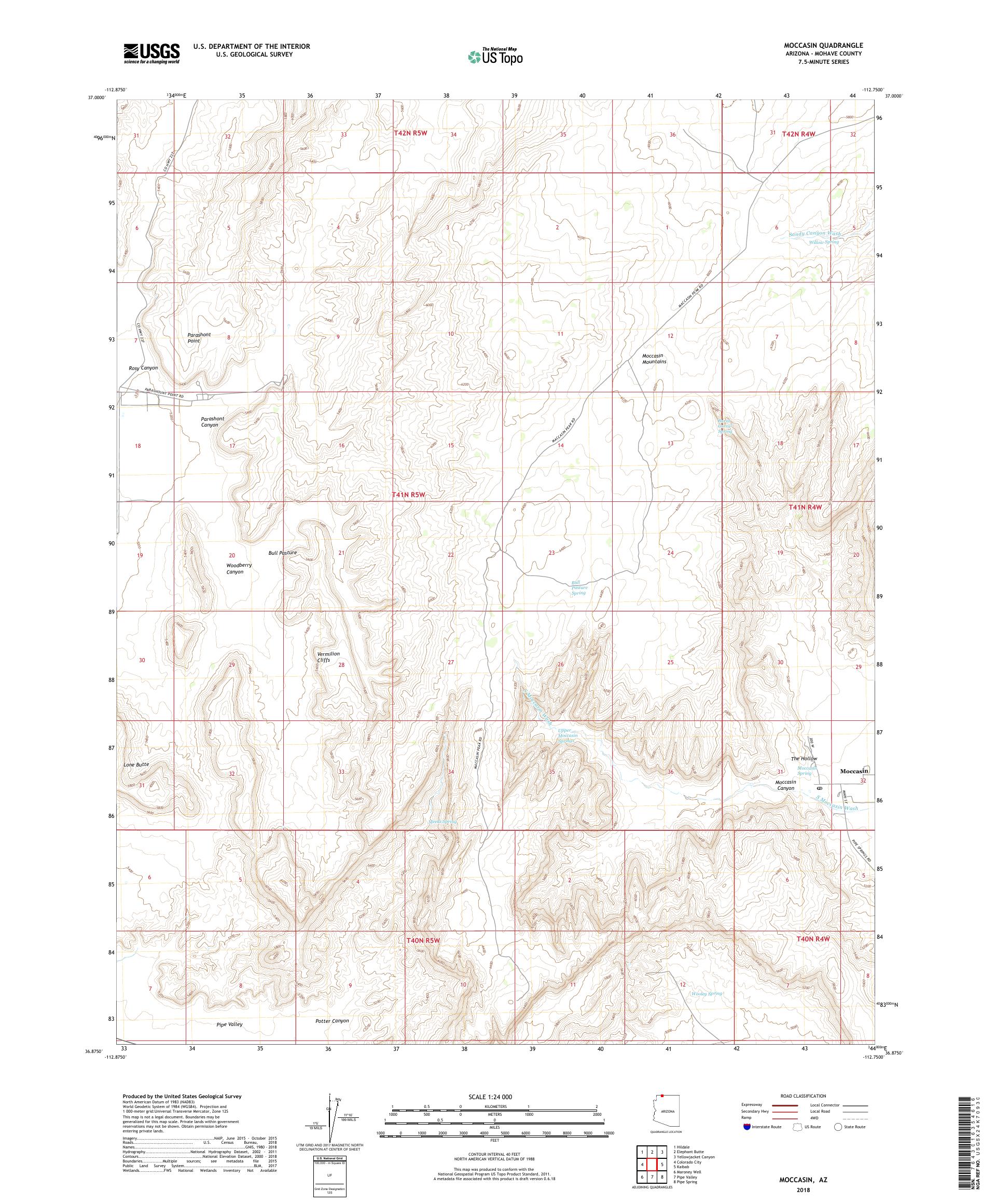 MyTopo Moccasin, Arizona USGS Quad Topo Map