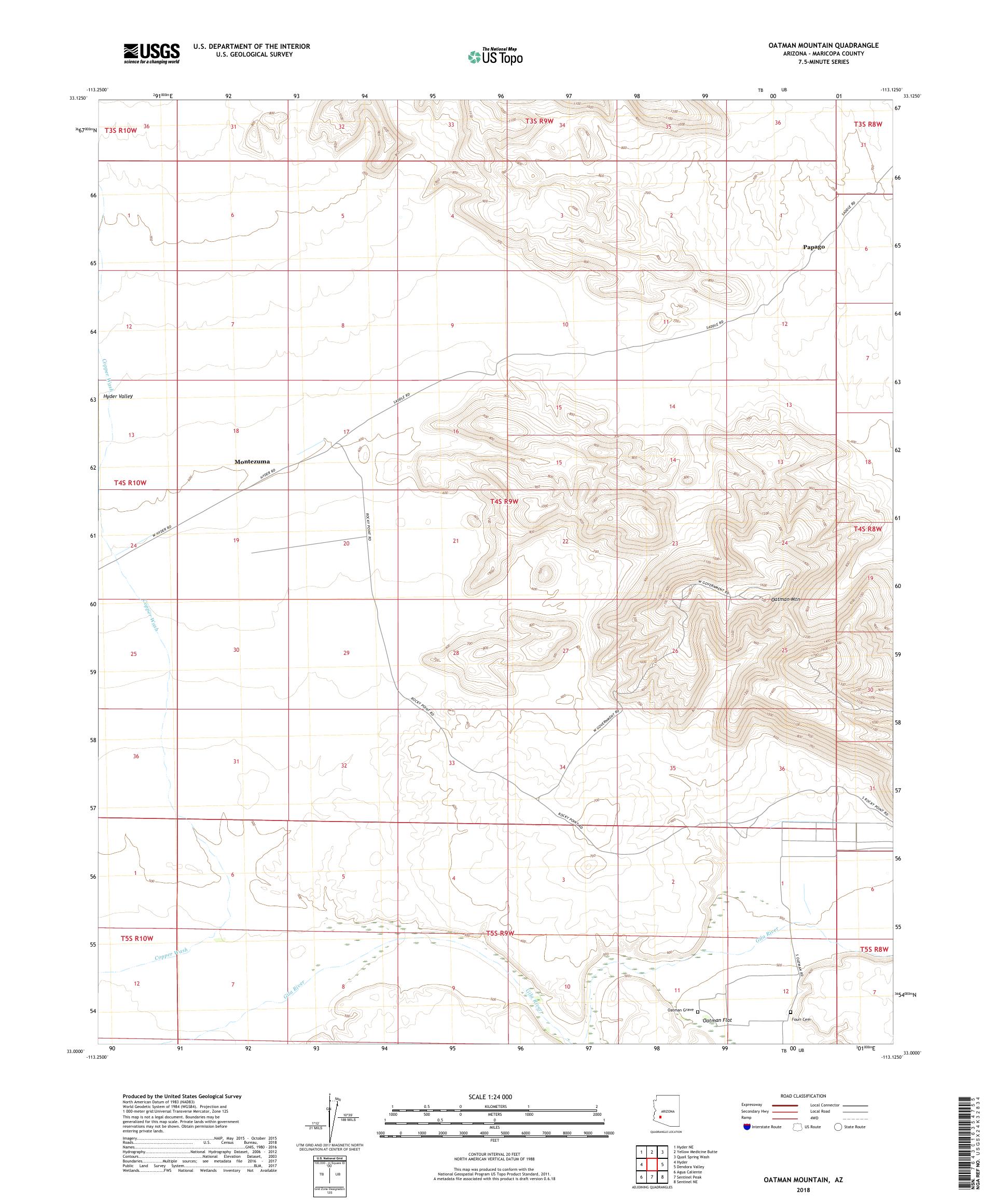 MyTopo Oatman Mountain, Arizona USGS Quad Topo Map