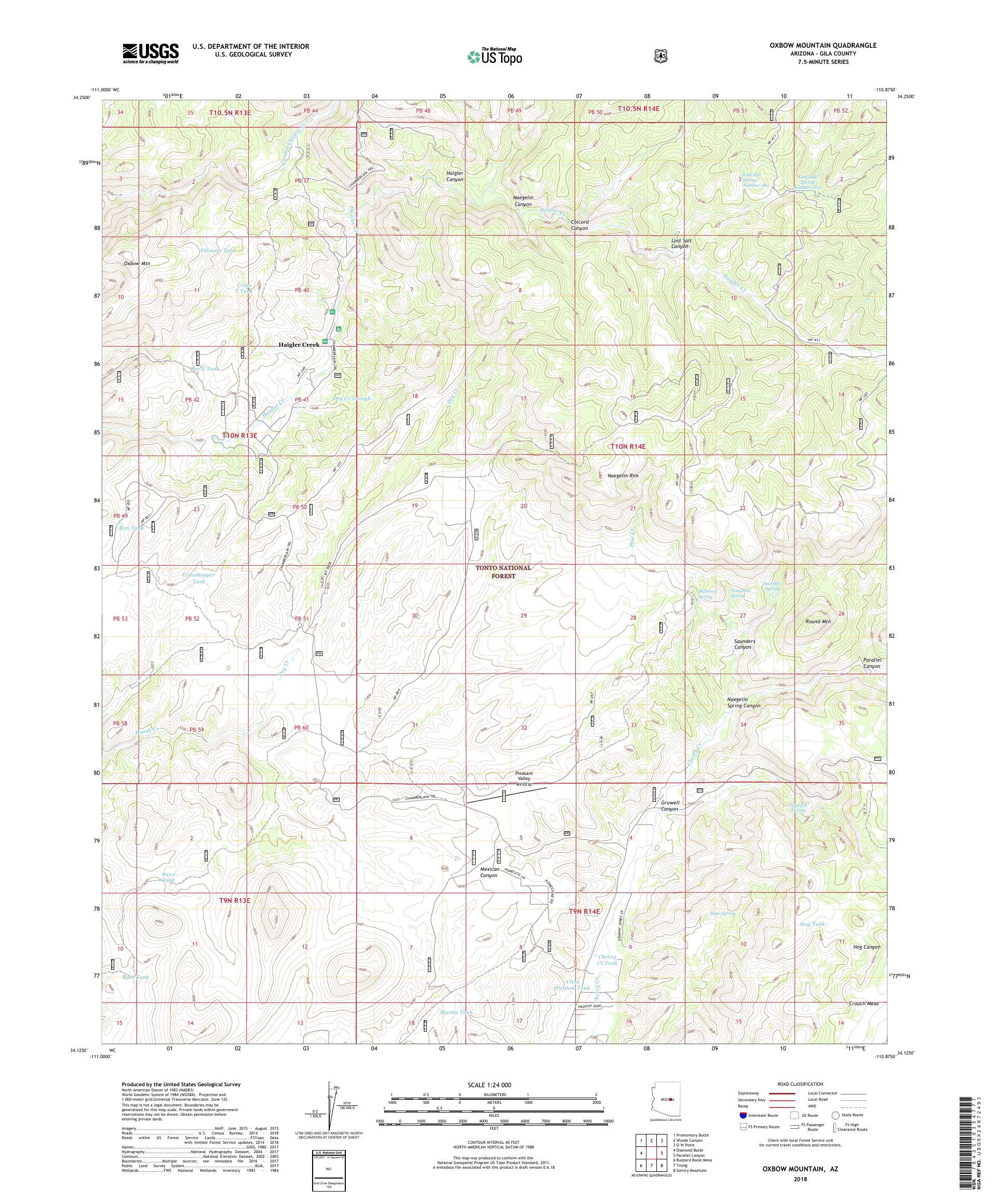 MyTopo Oxbow Mountain, Arizona USGS Quad Topo Map